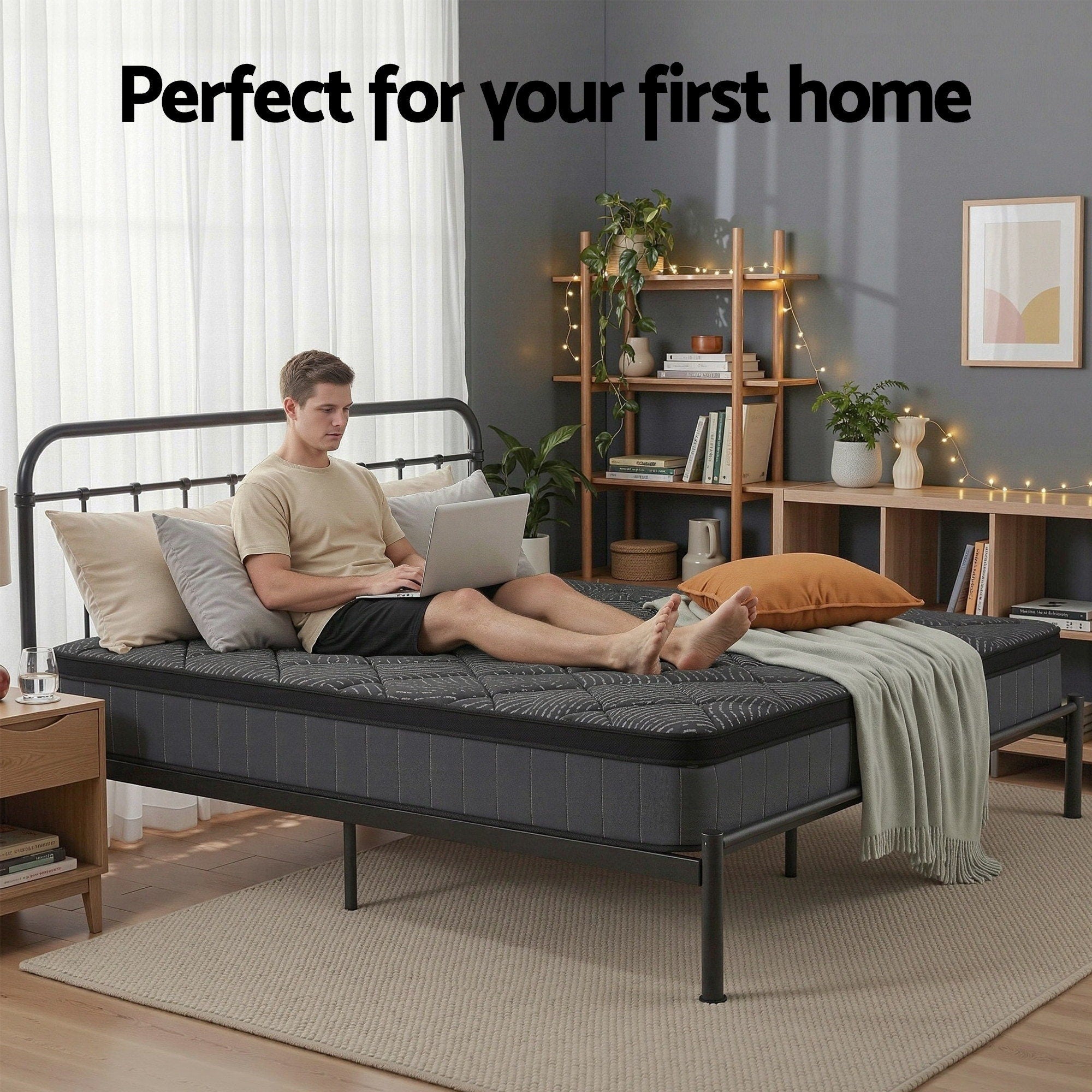 Giselle Bedding Double Mattress 25cm Pocket Spring Latex Euro Top Medium Firm Bed