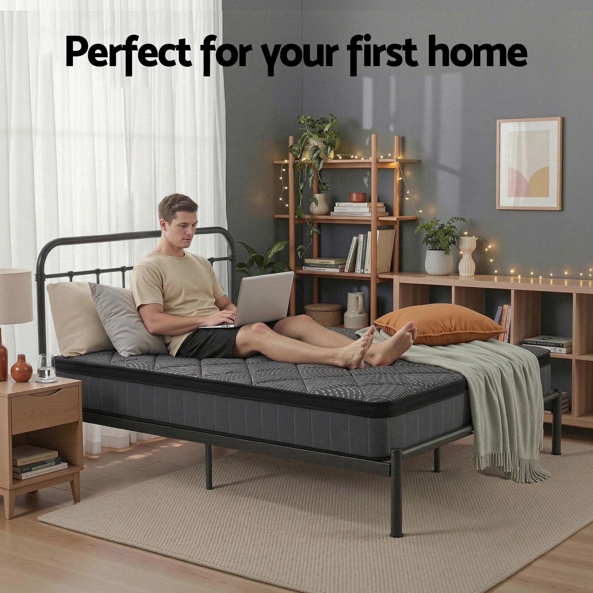 Giselle Bedding King Single Mattress 25cm Pocket Spring Latex Euro Top Medium Firm Bed