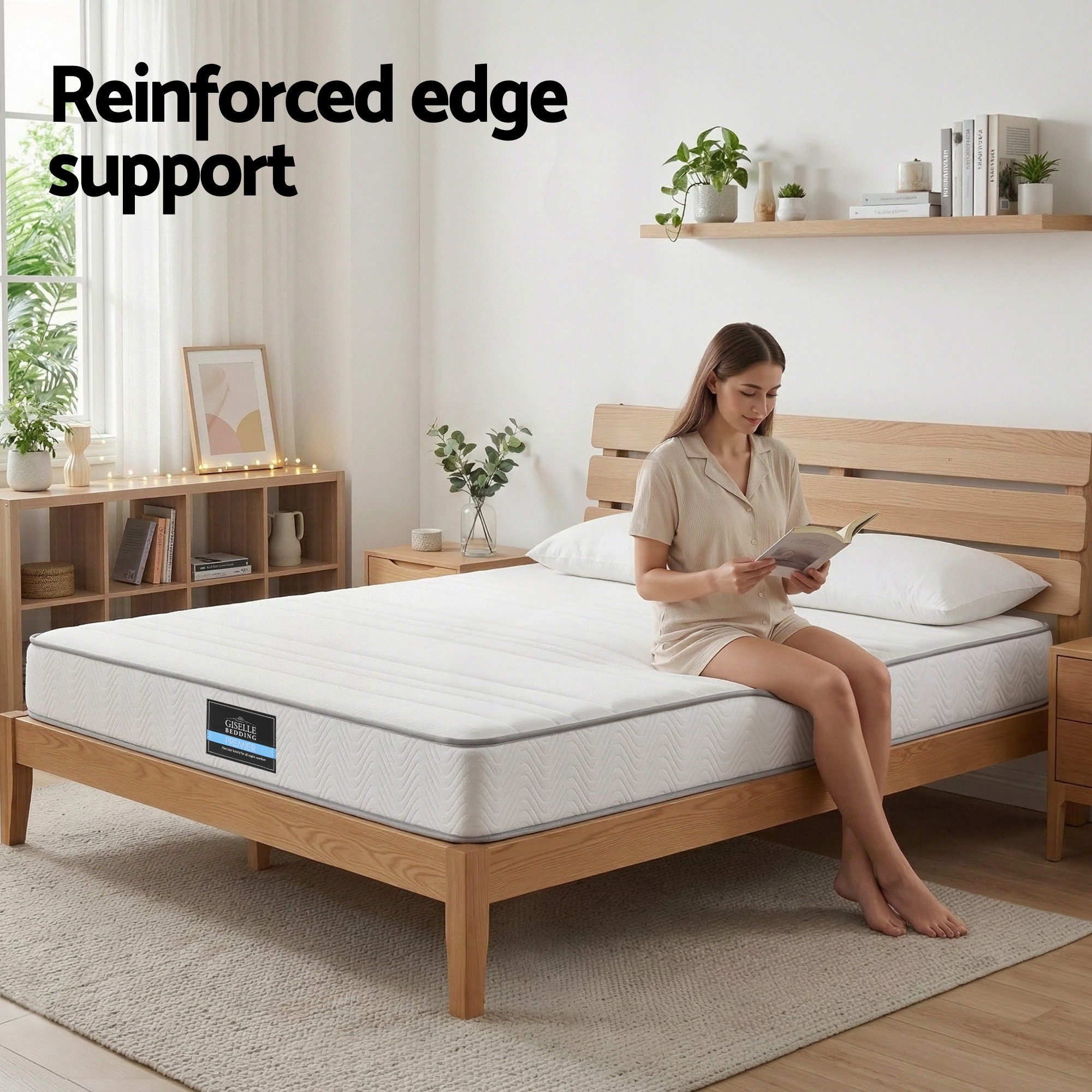 Giselle Double Mattress 20cm with Reinforced Edge Support Egg-Crate Foam