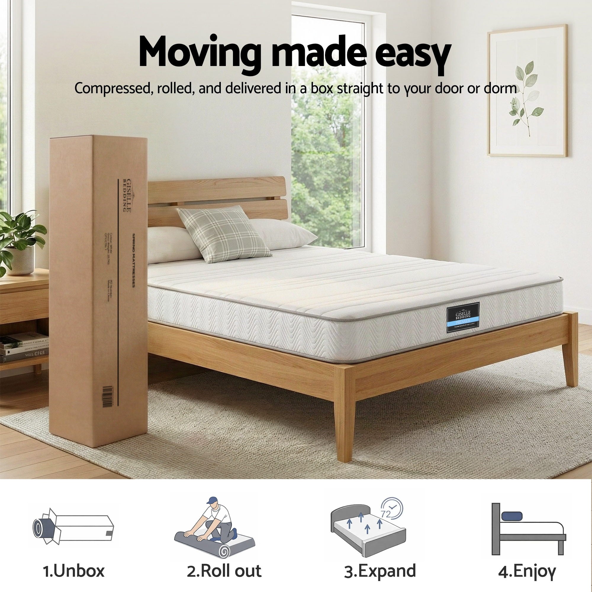 Giselle King Mattress 20cm with Reinforced Edge Support Egg-Crate Foam