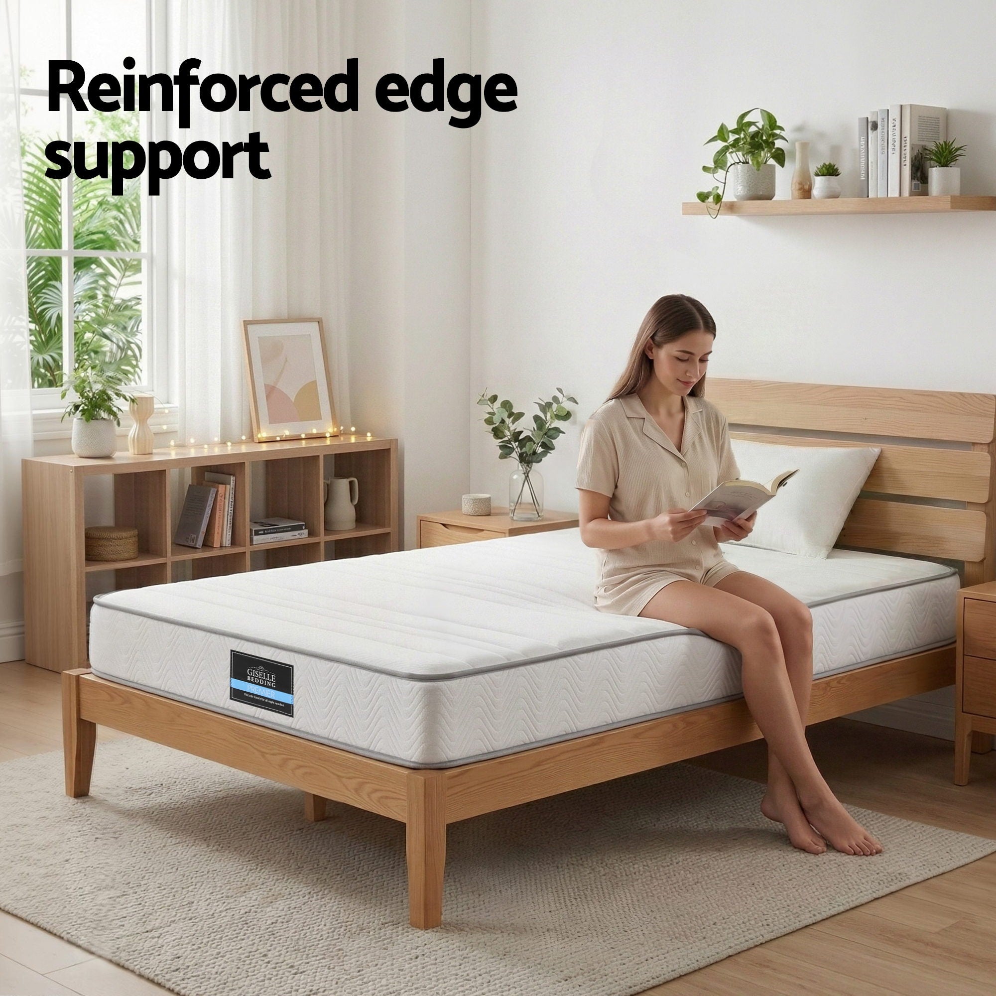Giselle Single Mattress 20cm with Reinforced Edge Support Egg-Crate Foam