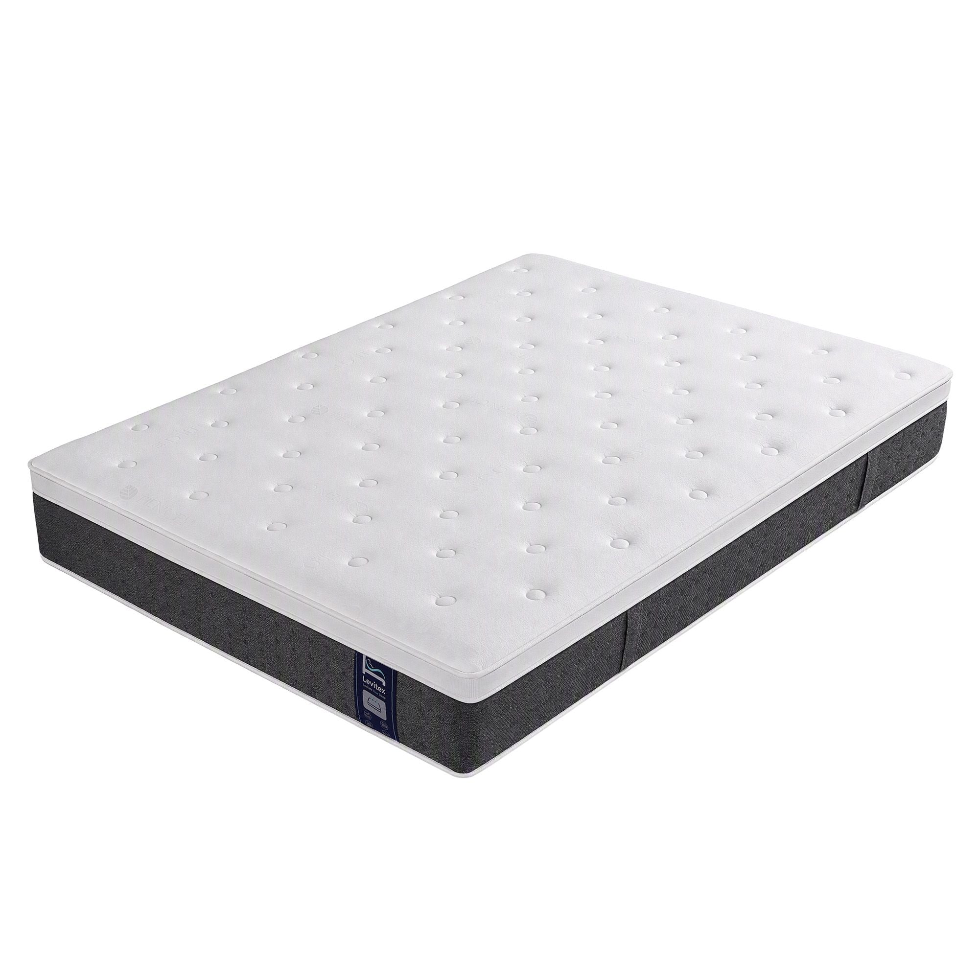 Levitex Double Mattress Lumbar Support, 5-Zone Pocket Springs & 2-Row Hardened Edges for Deep Sleep, Cooling Gel Memory & Egg-Crate Foam
