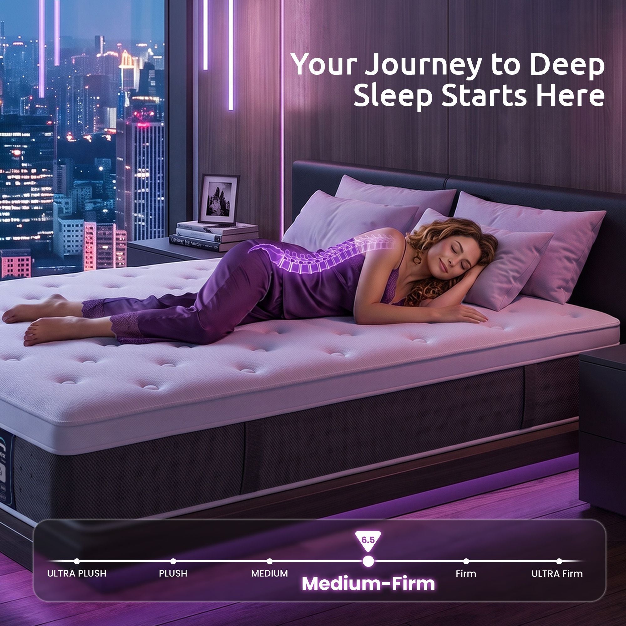 Levitex Double Mattress Lumbar Support, 5-Zone Pocket Springs & 2-Row Hardened Edges for Deep Sleep, Cooling Gel Memory & Egg-Crate Foam