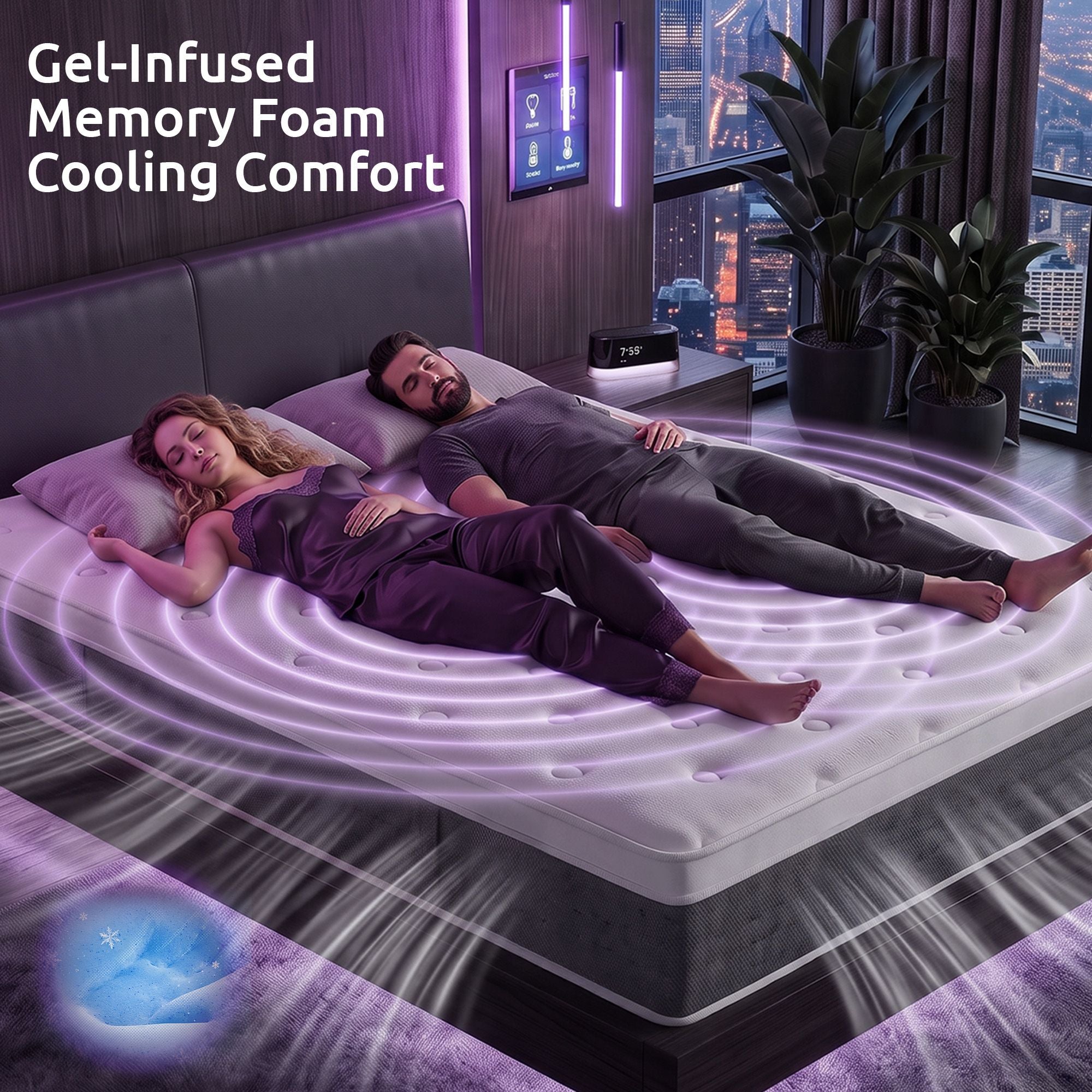 Levitex King Mattress Lumbar Support, 5-Zone Pocket Springs & 2-Row Hardened Edges for Deep Sleep, Cooling Gel Memory & Egg-Crate Foam