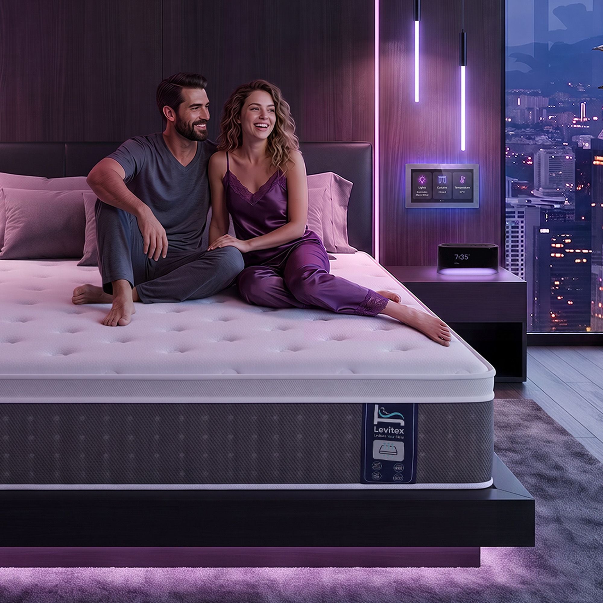 Levitex King Mattress Lumbar Support, 5-Zone Pocket Springs & 2-Row Hardened Edges for Deep Sleep, Cooling Gel Memory & Egg-Crate Foam