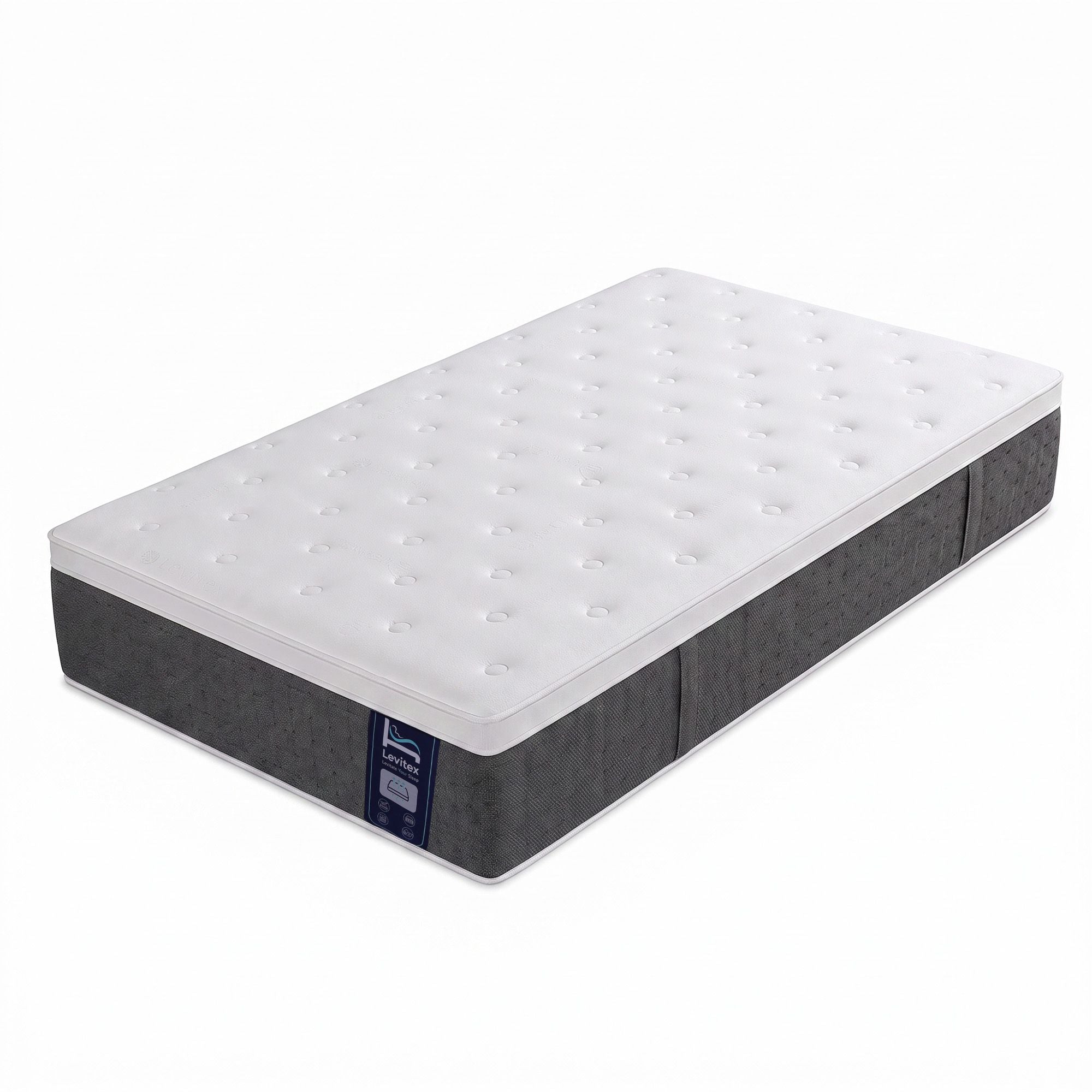 Levitex King Single Mattress Lumbar Support, 5-Zone Pocket Springs & 2-Row Hardened Edges for Deep Sleep, Cooling Gel Memory & Egg-Crate Foam