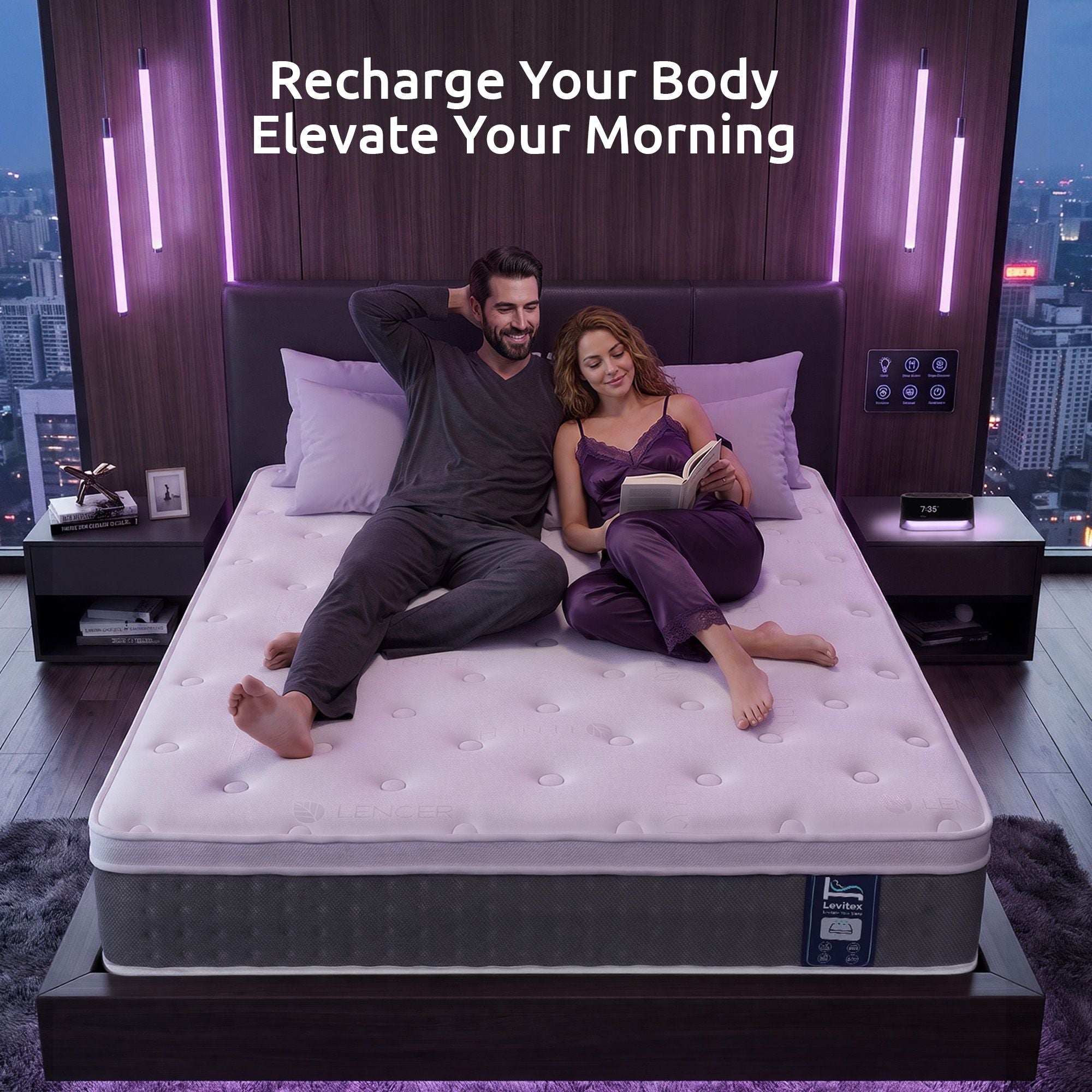 Levitex Queen Mattress Lumbar Support, 5-Zone Pocket Springs & 2-Row Hardened Edges for Deep Sleep, Cooling Gel Memory & Egg-Crate Foam