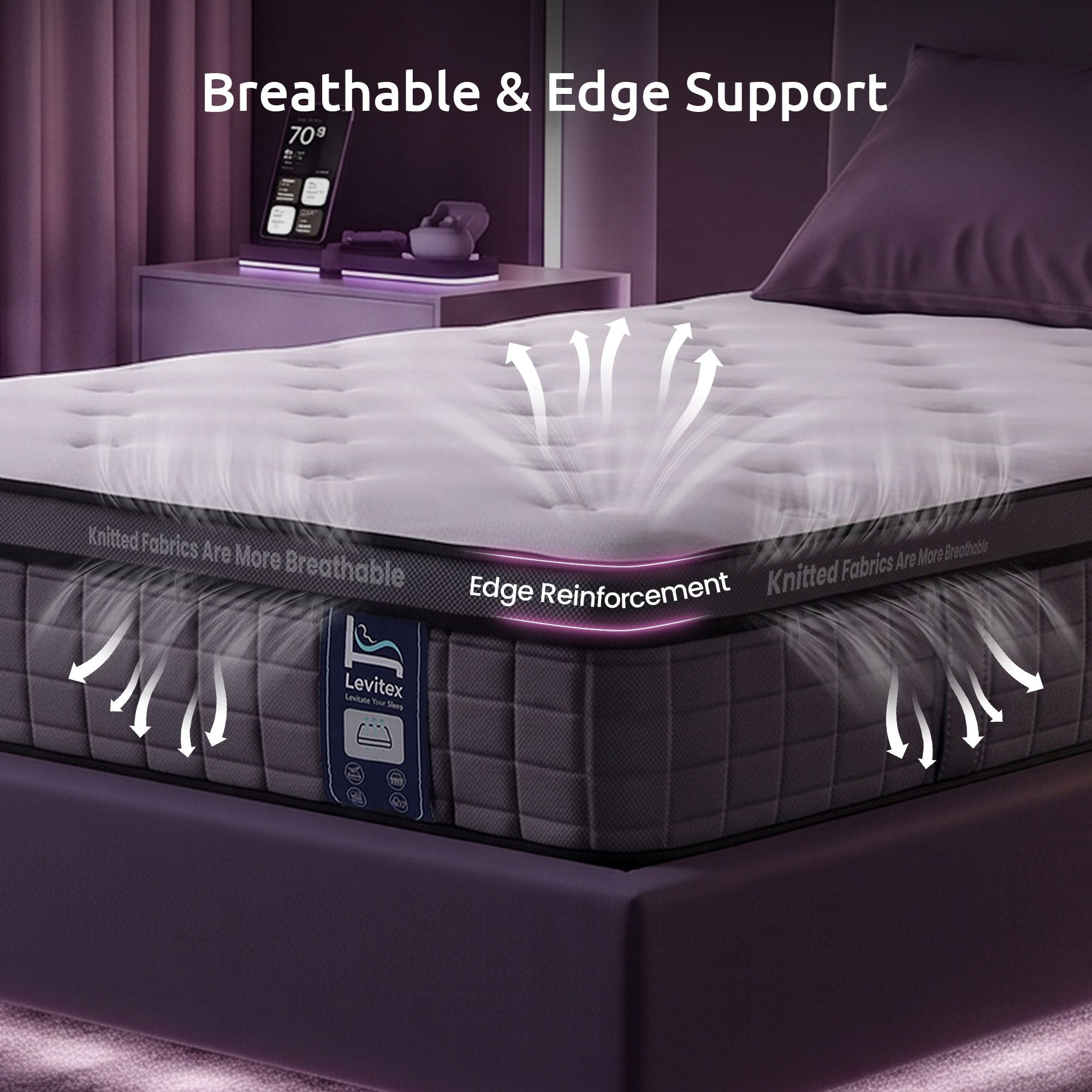 Levitex Single Mattress 2 Rows Edge Support for Deep Sleep 5-Zone Ergonomic Pocket Spring Breathable Corrugated Sponge Medium Firm 30CM
