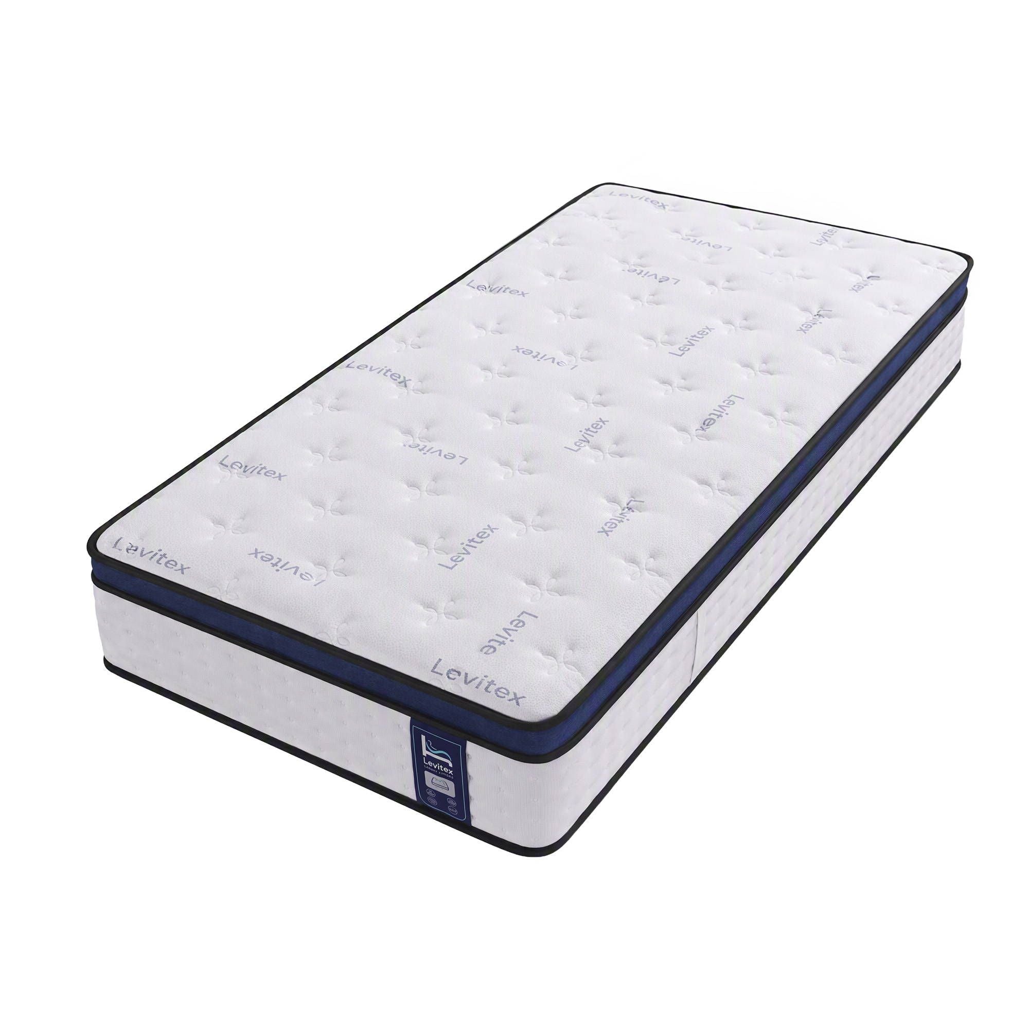 Levitex 35CM King Single Mattresses Gel Memory Foam and 7-Zone Ergonomic Pocket Spring, Anti-Roll Dual-Row Edge, Triple Cooling System for Hot Sleepers