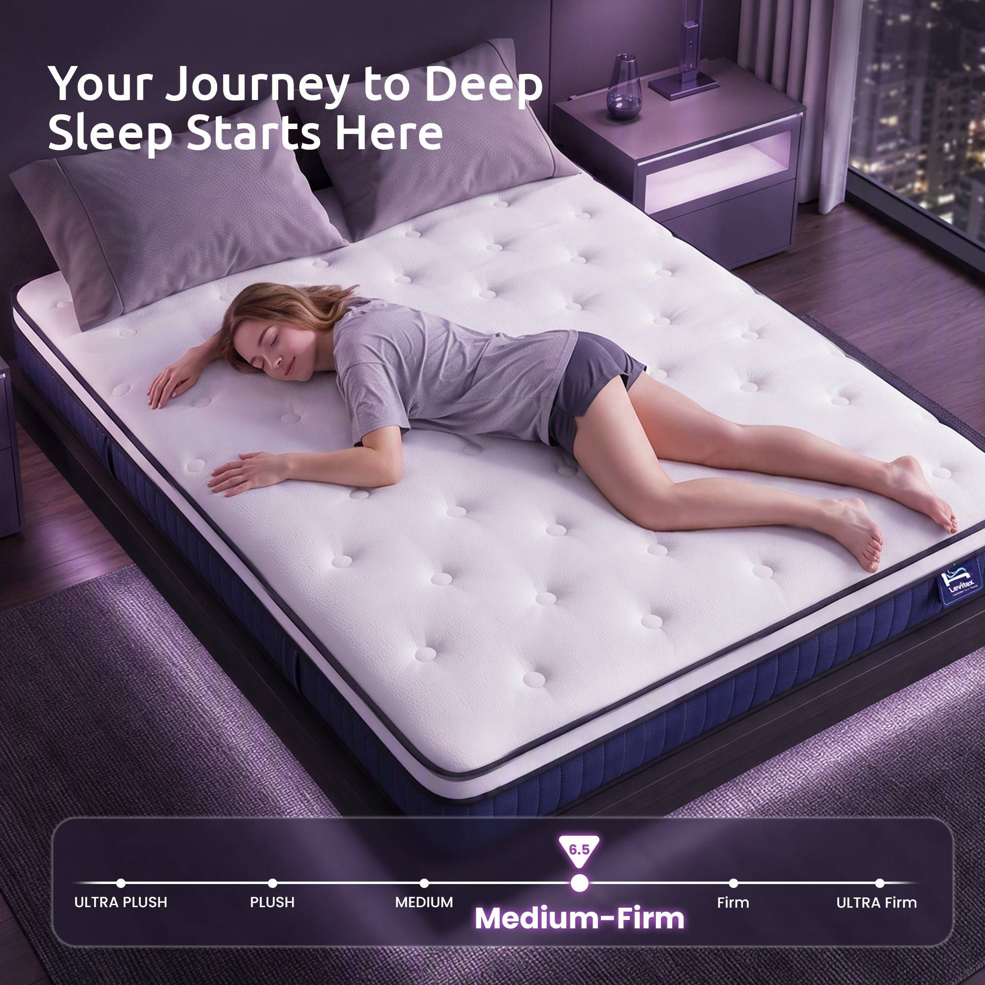 Levitex Double Mattress 23CM With Pocket Spring & Cooling Gel Foam, Medium-Firm Full-Body Support, Mattresses In A Box