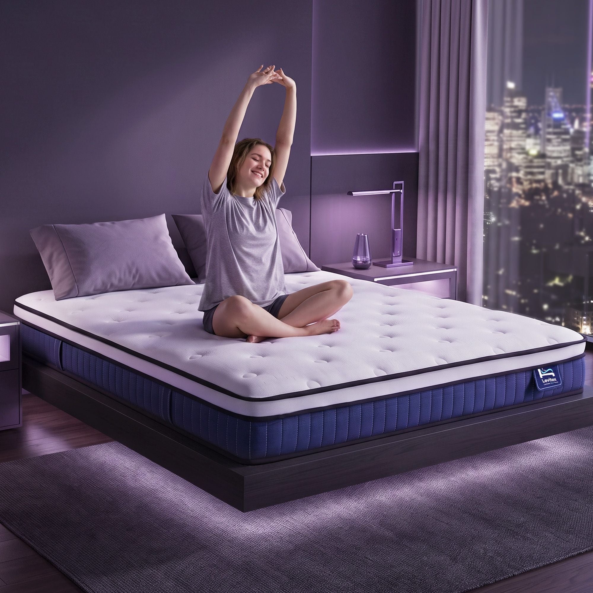 Levitex Double Mattress 23CM With Pocket Spring & Cooling Gel Foam, Medium-Firm Full-Body Support, Mattresses In A Box
