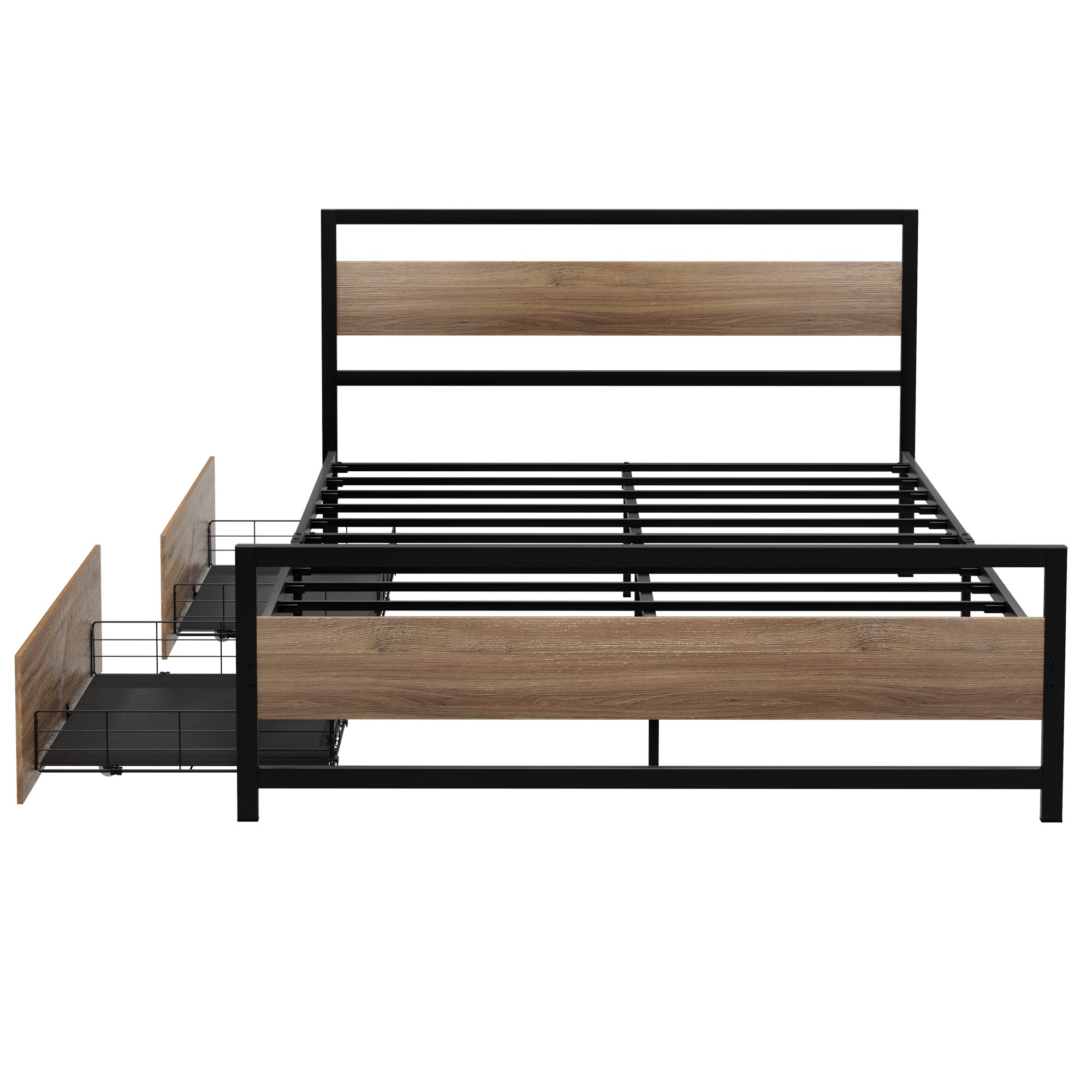 Artiss Bed Frame Queen Size Metal Frame with 2 Drawers DREW