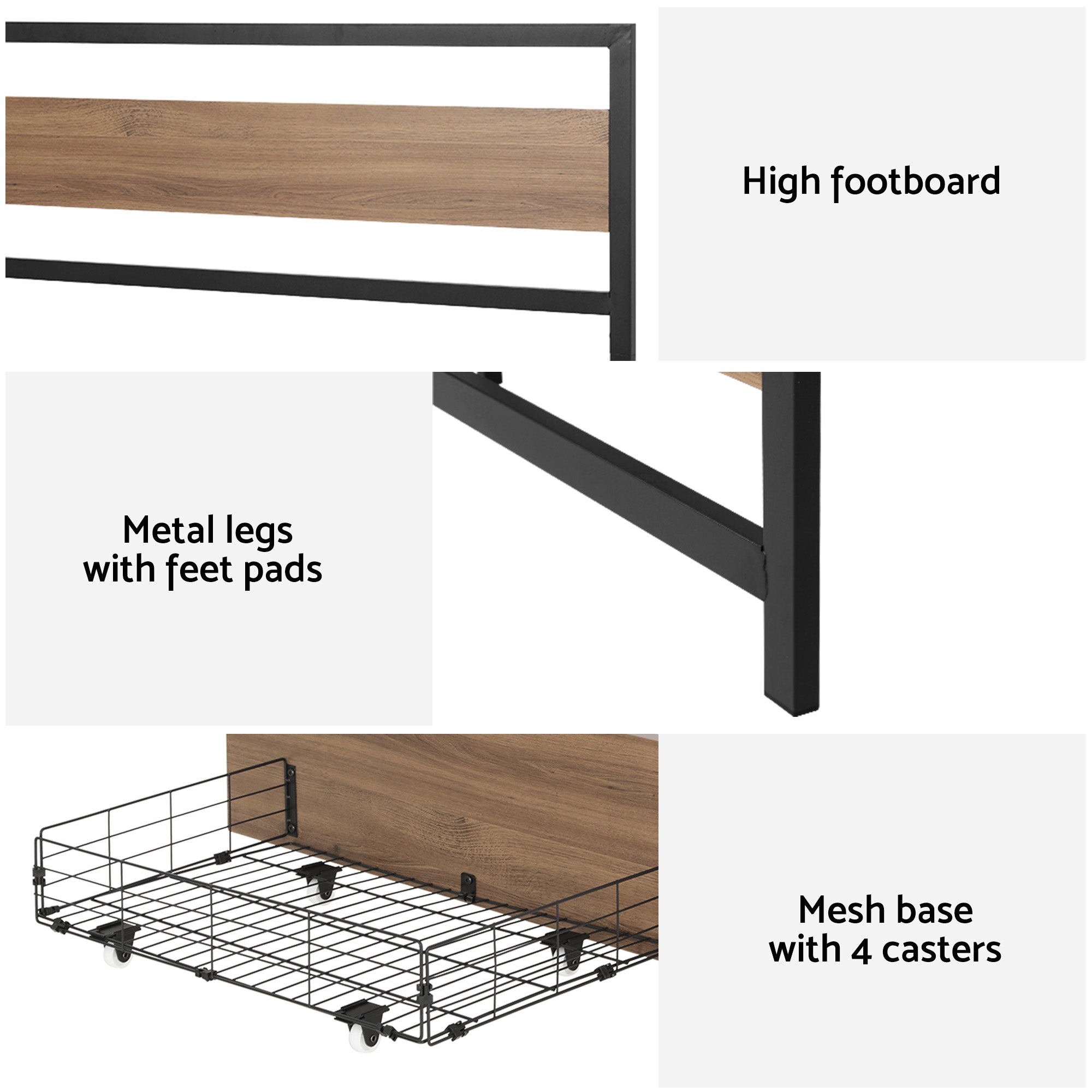 Artiss Bed Frame Queen Size Metal Frame with 2 Drawers DREW