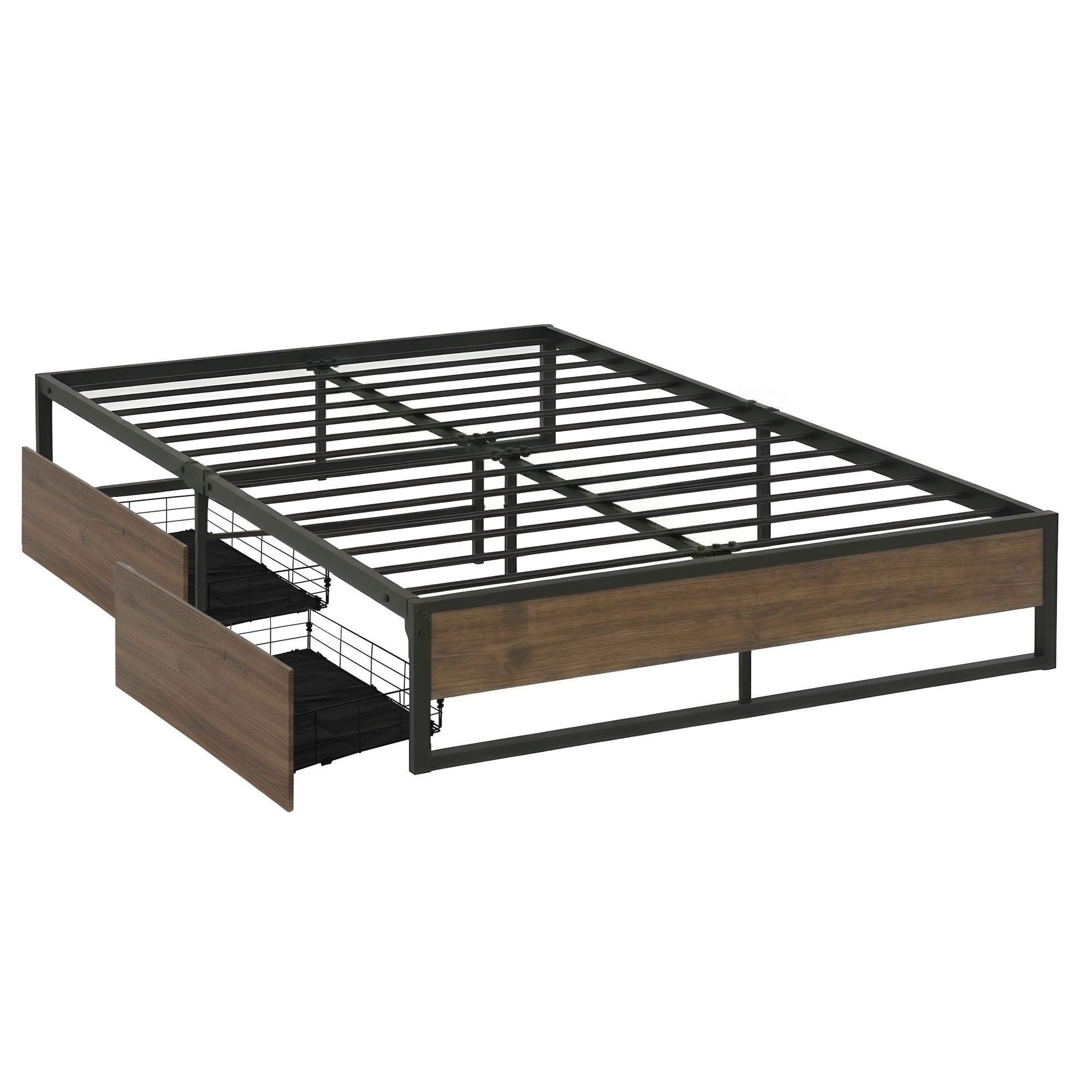 Artiss Bed Frame Metal Frame Double Size Bed Base 2 Drawers OSLO