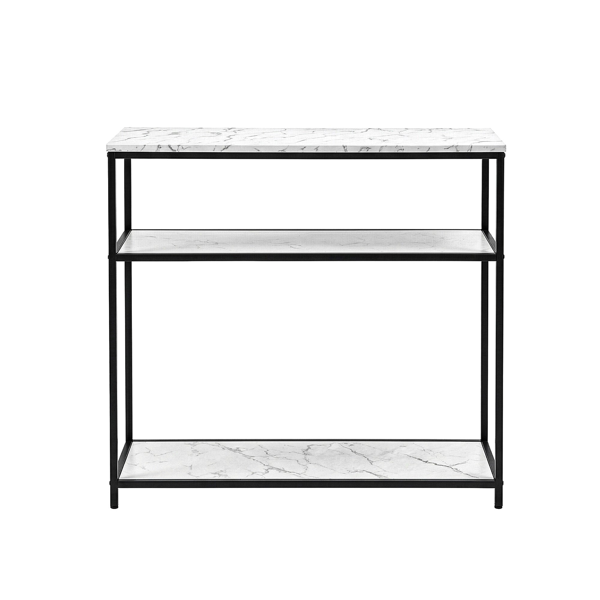 Artiss Console Table Marble Effect 3-Tier Sofa Entryway Side Table 90CM White