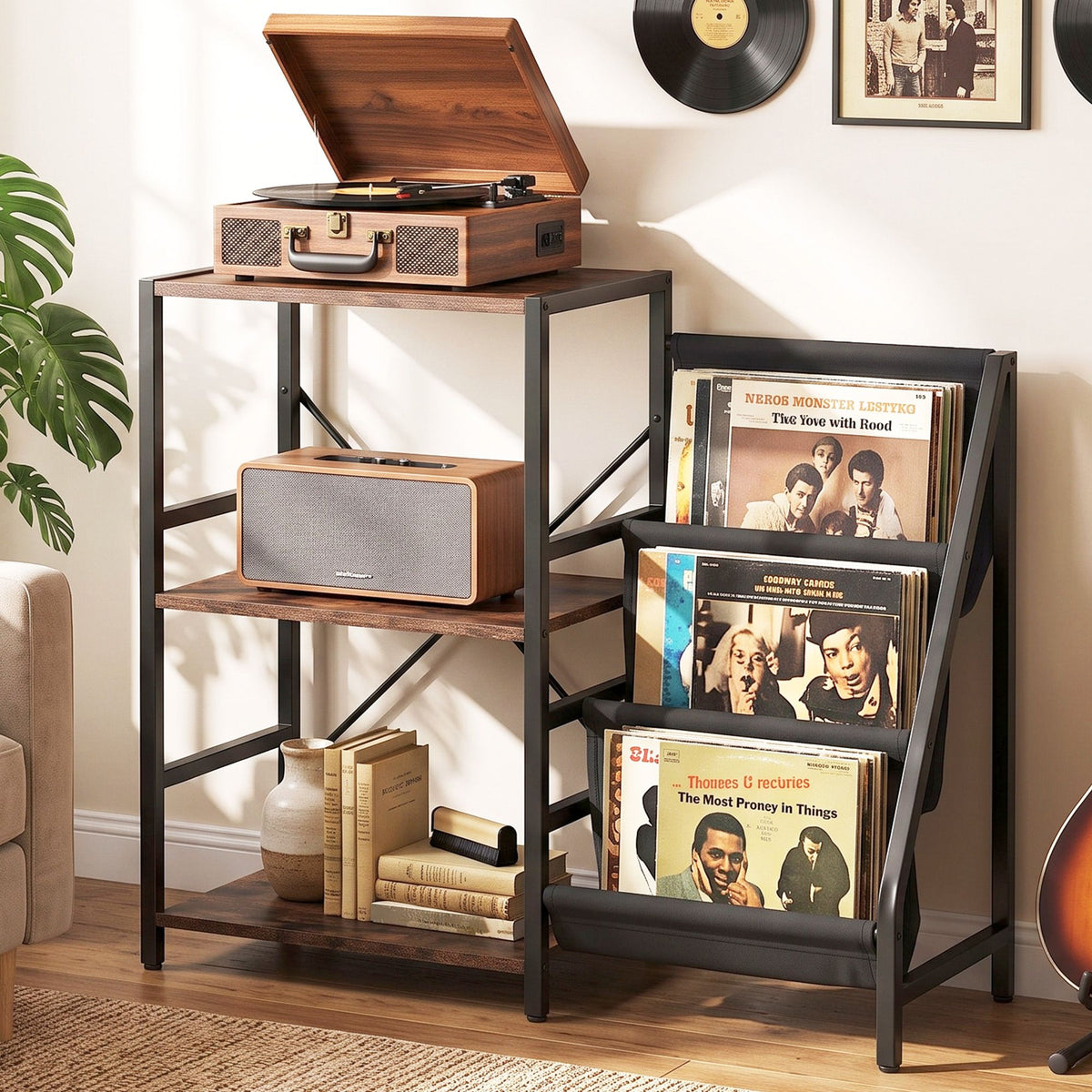 Artiss Record Player Stand with 3-Tier Vinyl Record Storage Turntable Stand