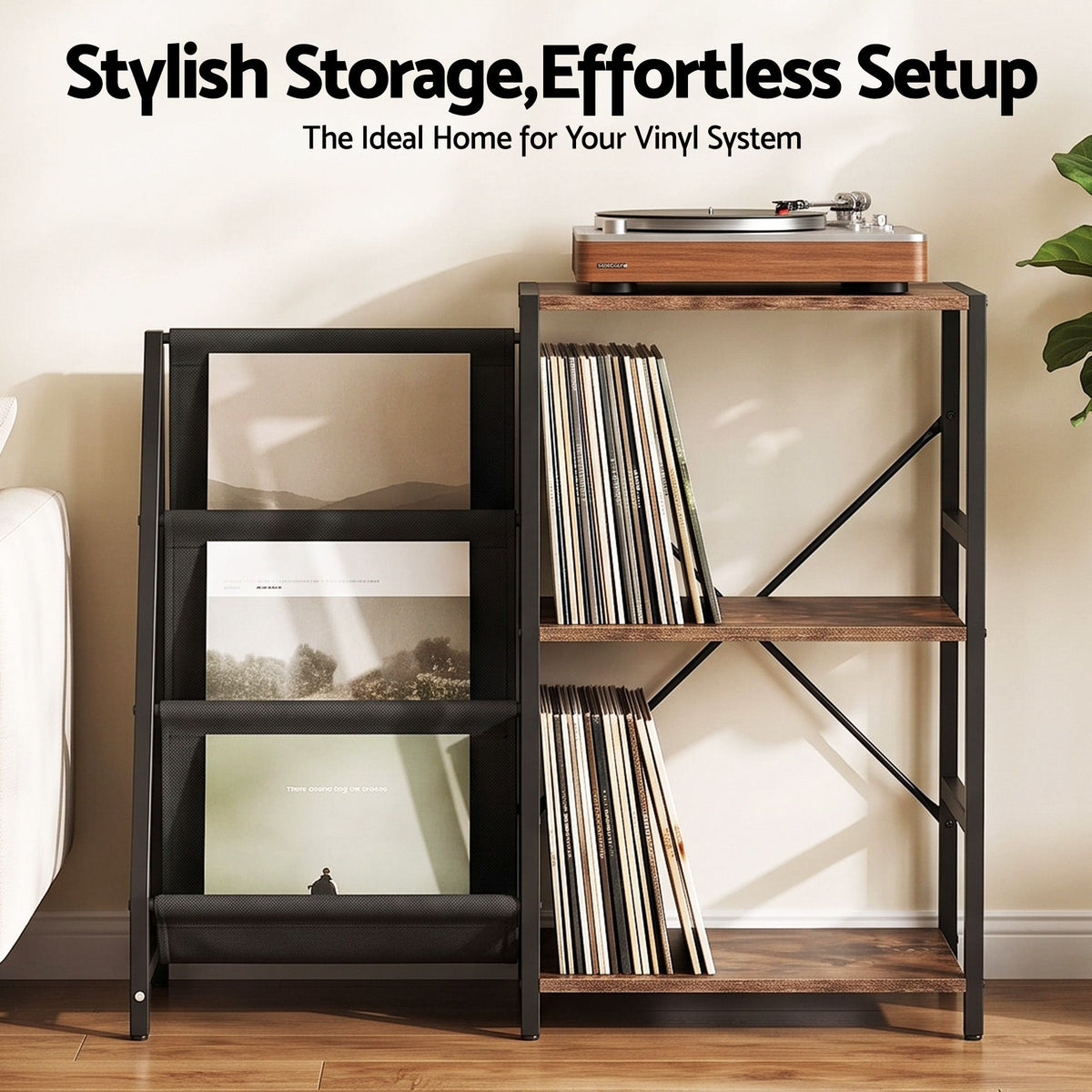 Artiss Record Player Stand with 3-Tier Vinyl Record Storage Turntable Stand
