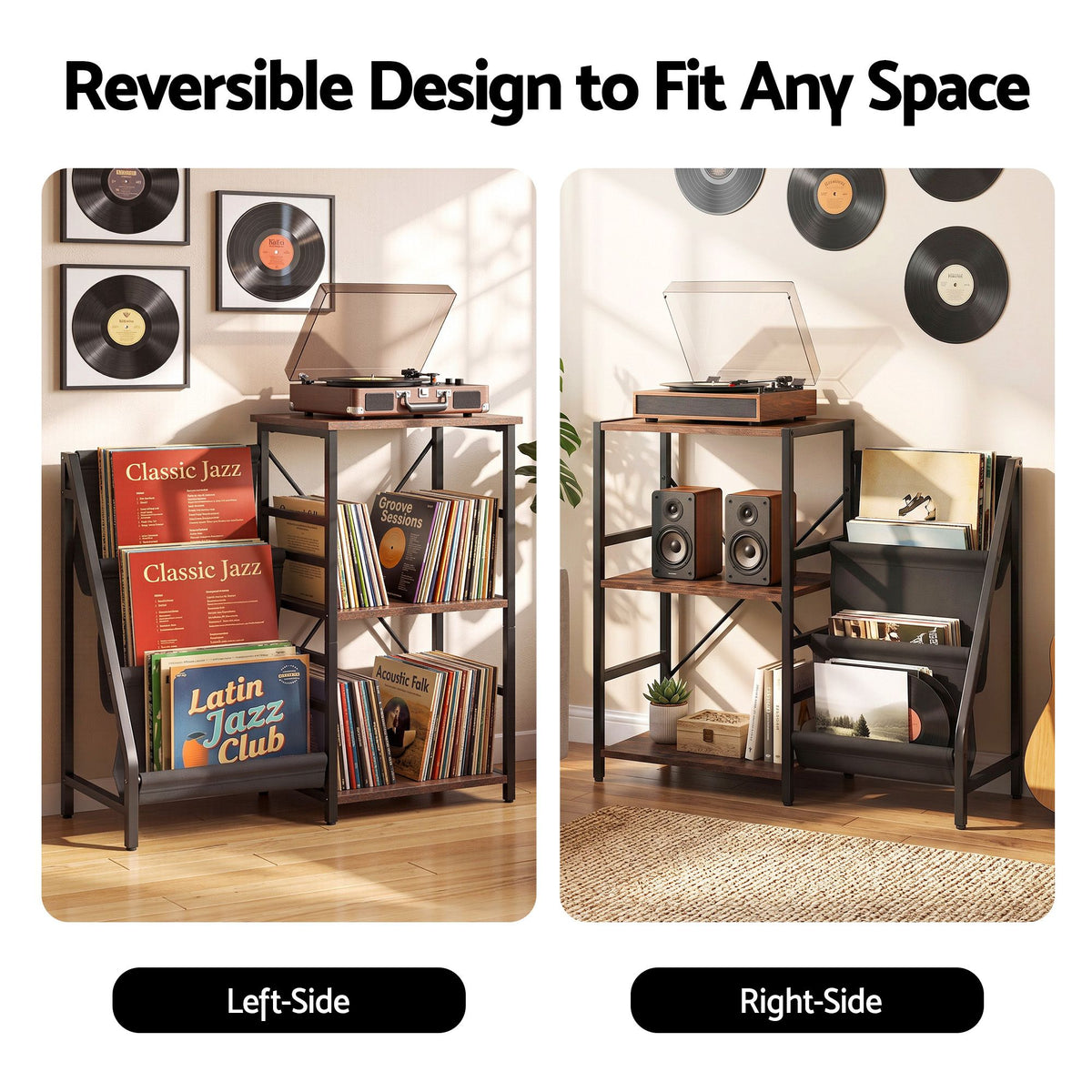 Artiss Record Player Stand with 3-Tier Vinyl Record Storage Turntable Stand
