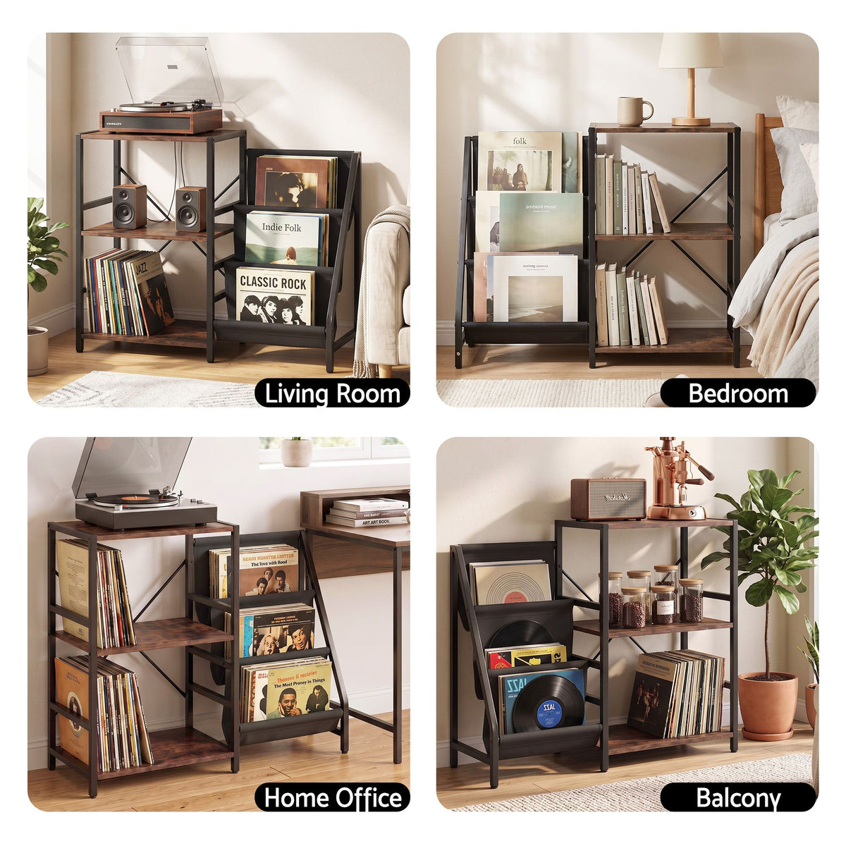 Artiss Record Player Stand with 3-Tier Vinyl Record Storage Turntable Stand