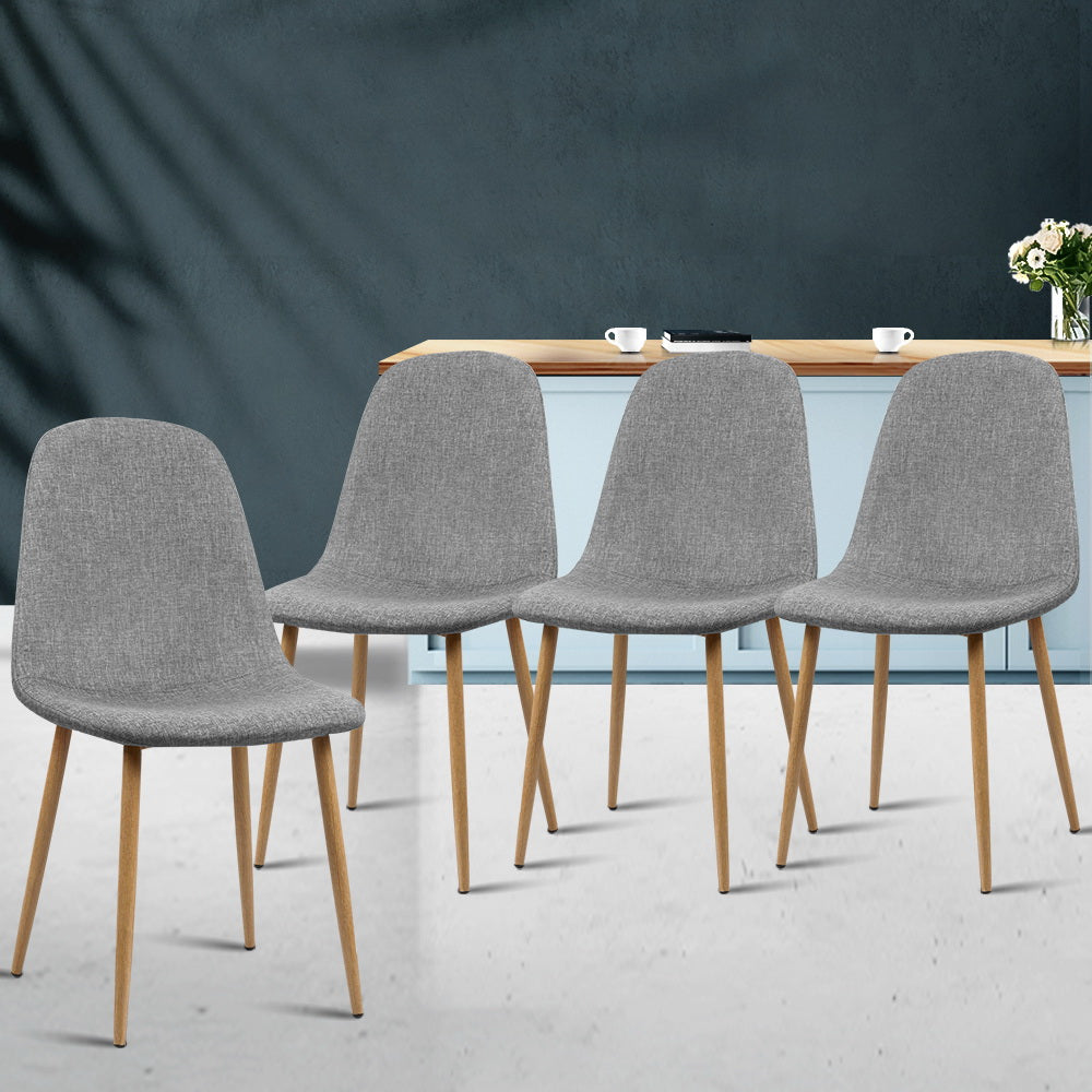Artiss Dining Chairs Grey Fabric Set of 4 Nova