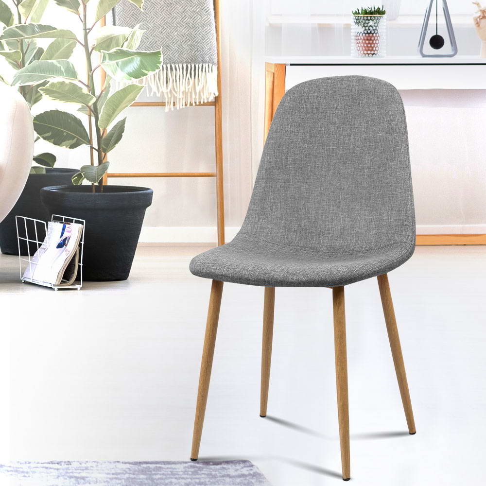 Artiss Dining Chairs Grey Fabric Set of 4 Nova