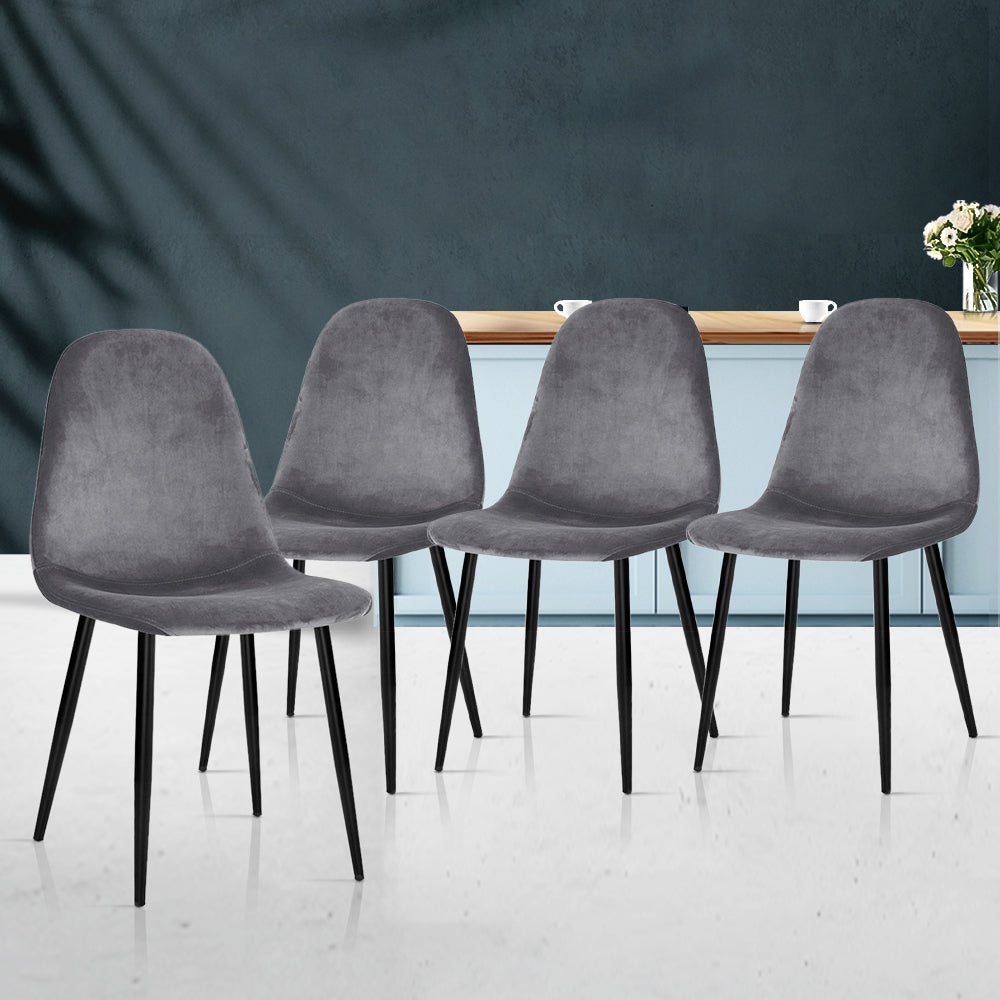 Artiss Dining Chairs Grey Velvet Set of 4 Nova