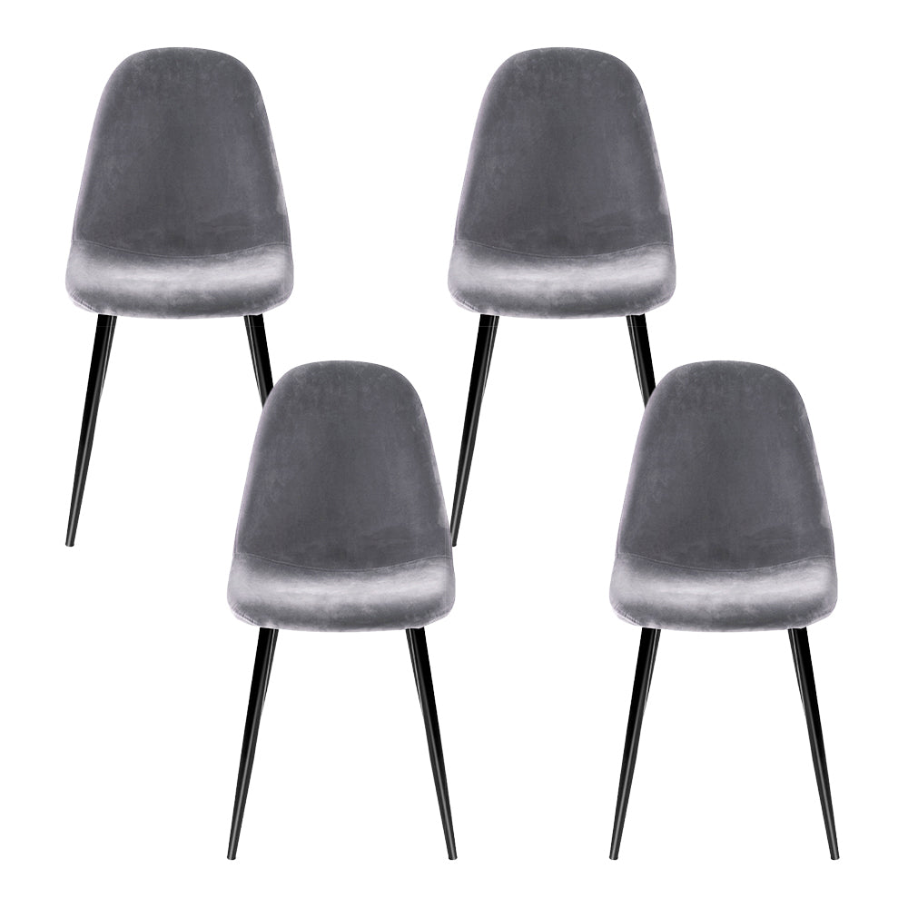 Artiss Dining Chairs Grey Velvet Set of 4 Nova