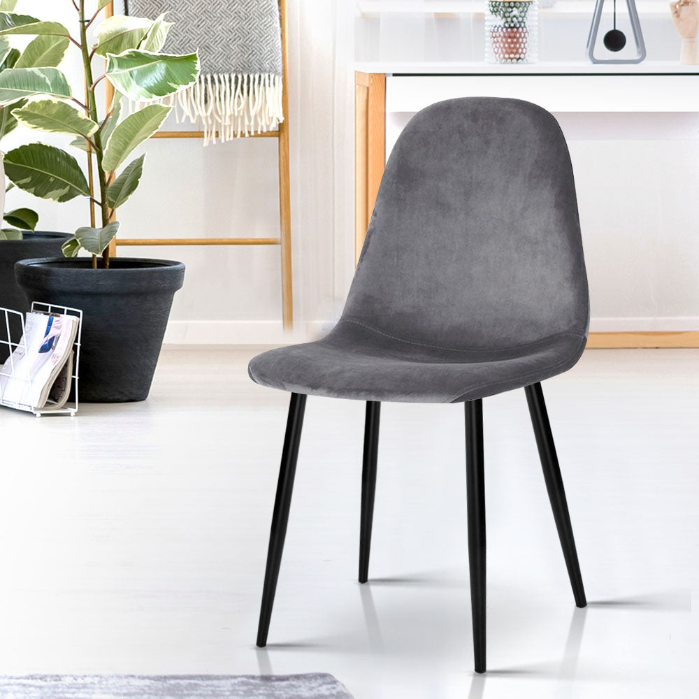 Artiss Dining Chairs Grey Velvet Set of 4 Nova