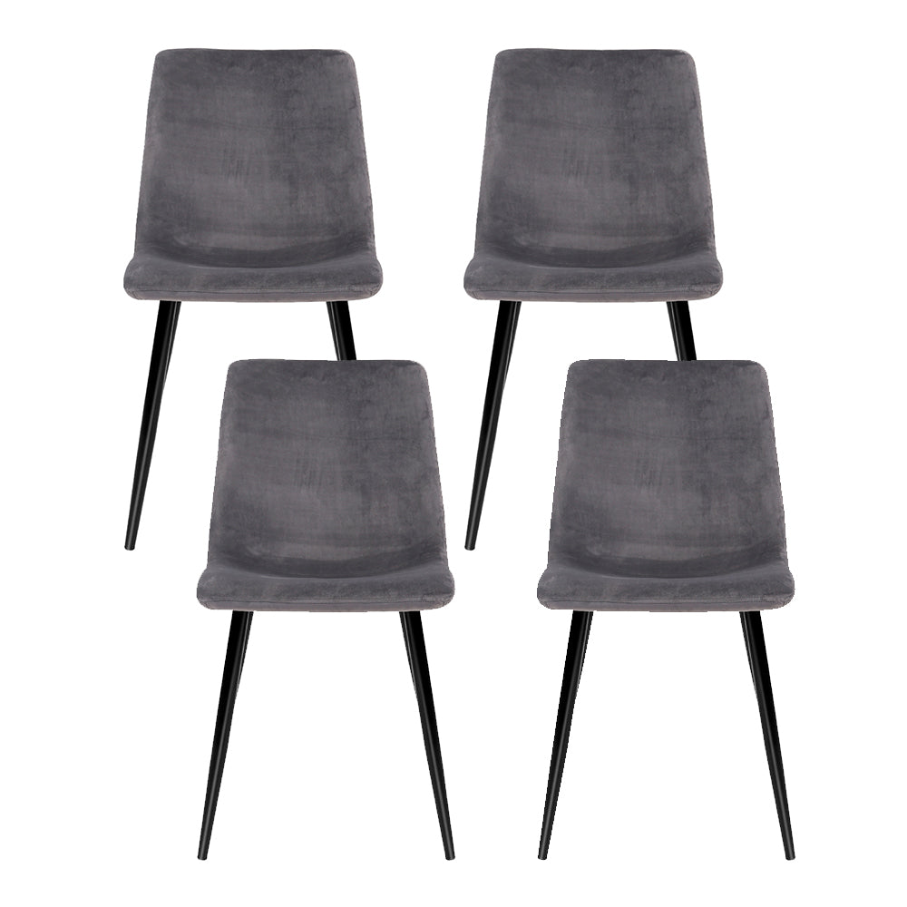 Artiss Dining Chairs Grey Velvet Set of 4 Lindsay