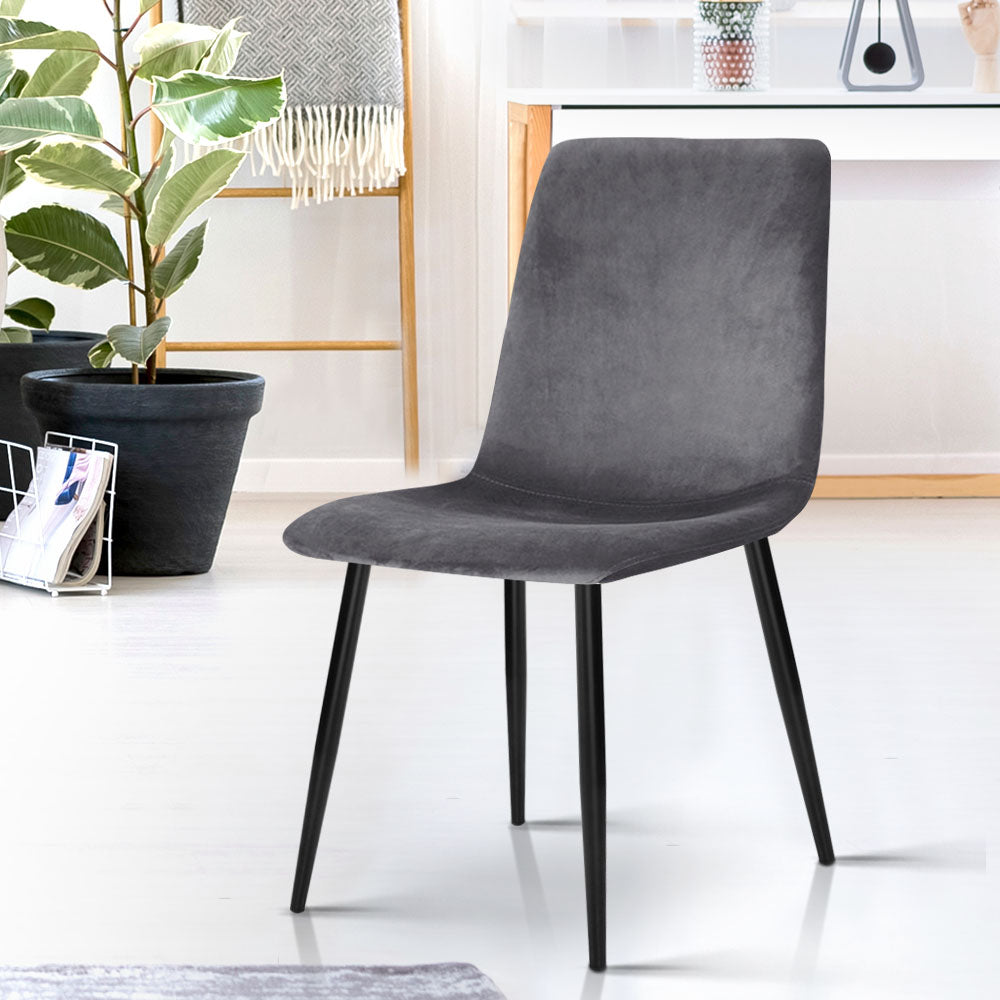 Artiss Dining Chairs Grey Velvet Set of 4 Lindsay