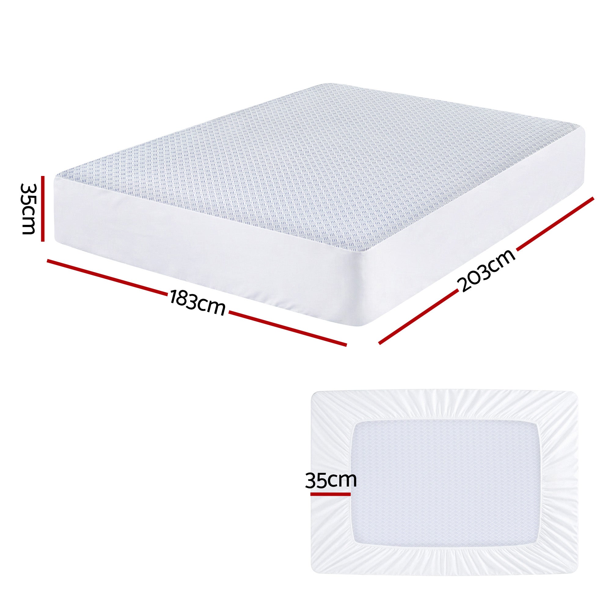 Giselle Cooling Mattress Protector Waterproof Deep Pocket Fitted Cover King