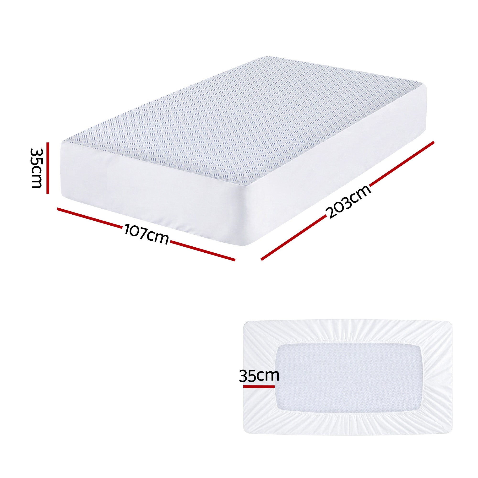 Giselle Cooling Mattress Protector Waterproof Deep Pocket Fitted Cover King Single
