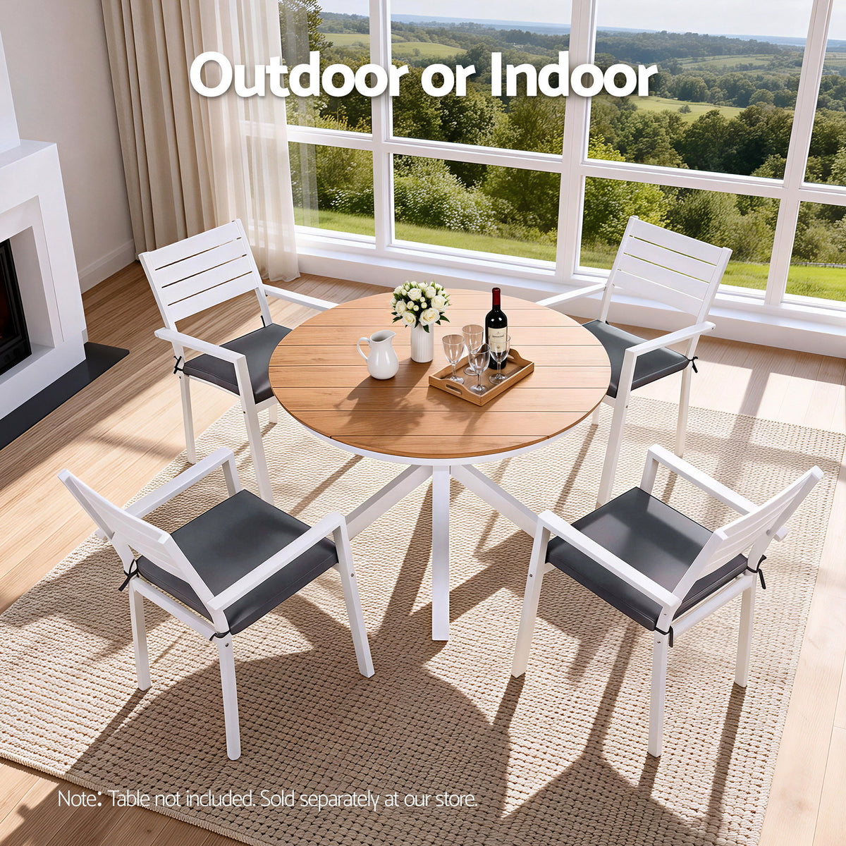 Gardeon 4PC Outdoor Dining Chairs Stackable Aluminum Lounge Chair Patio Furniture