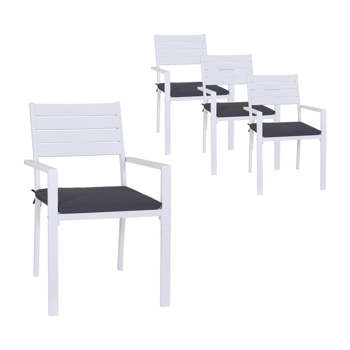 Gardeon 4PC Outdoor Dining Chairs Stackable Aluminum Lounge Chair Patio Furniture