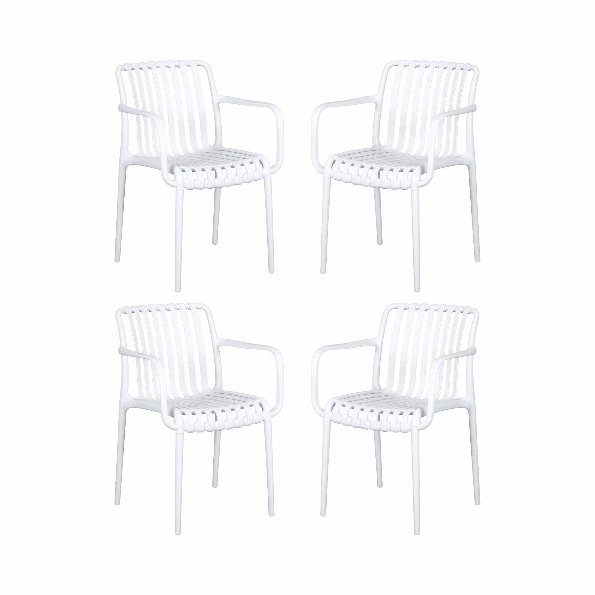 Gardeon 4PC Outdoor Dining Chairs Patio Furniture PP Stackable Chair Garden White