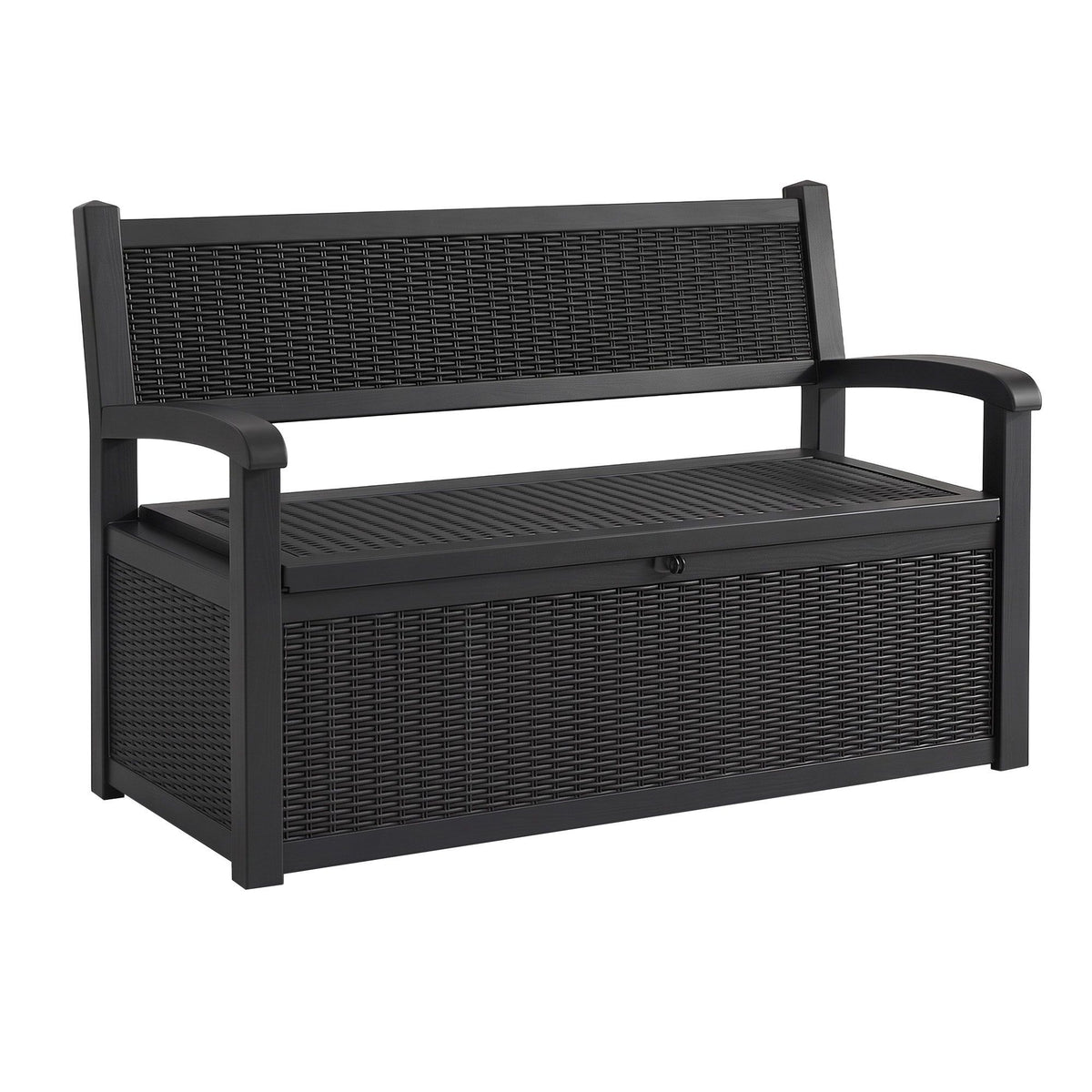 Gardeon Outdoor Storage Box Bench 254L Resin Armset Backrest Lockable Black