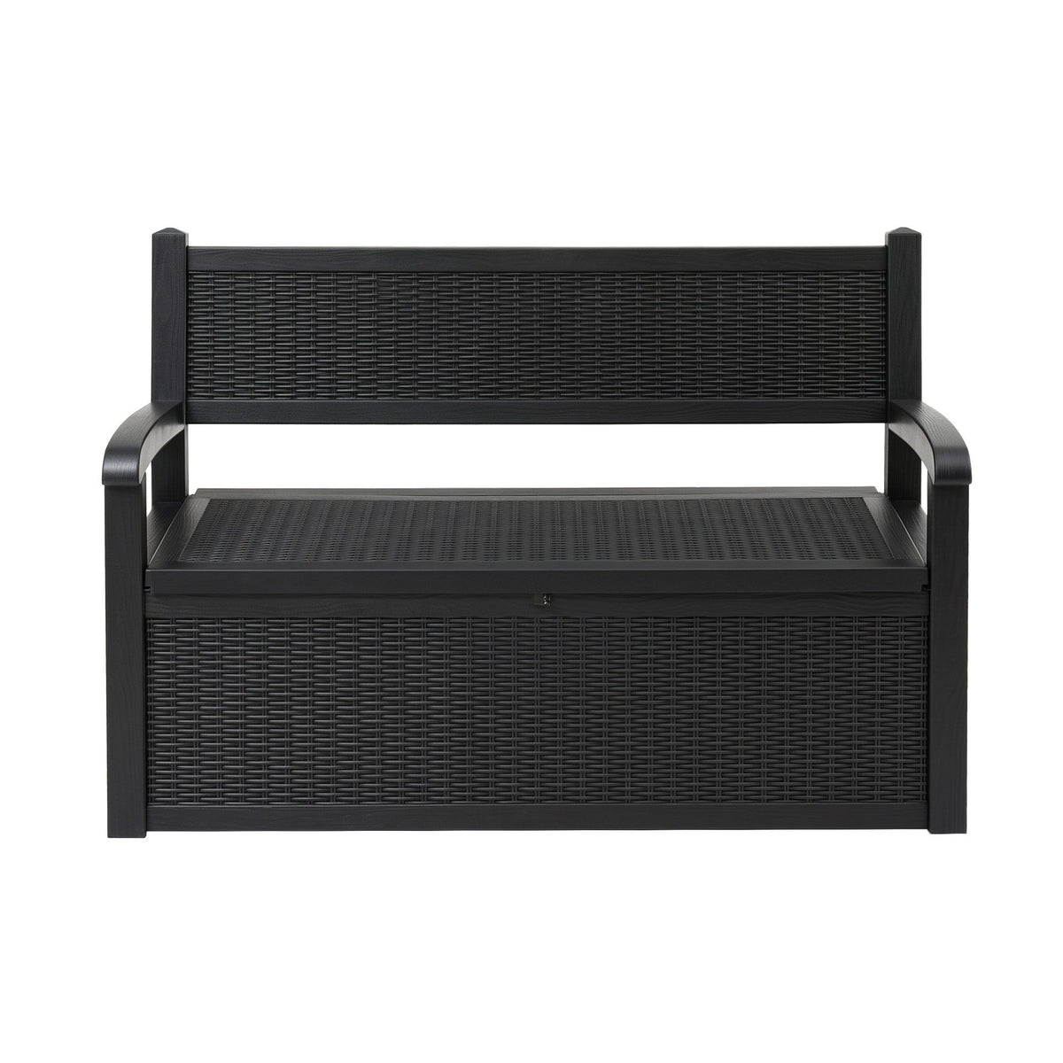 Gardeon Outdoor Storage Box Bench 254L Resin Armset Backrest Lockable Black