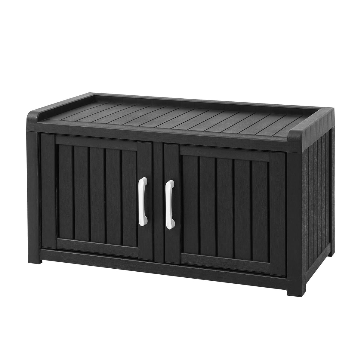 Outdoor Storage Box Bench Shoe Cabinet with Shelf Resin 81cm Black
