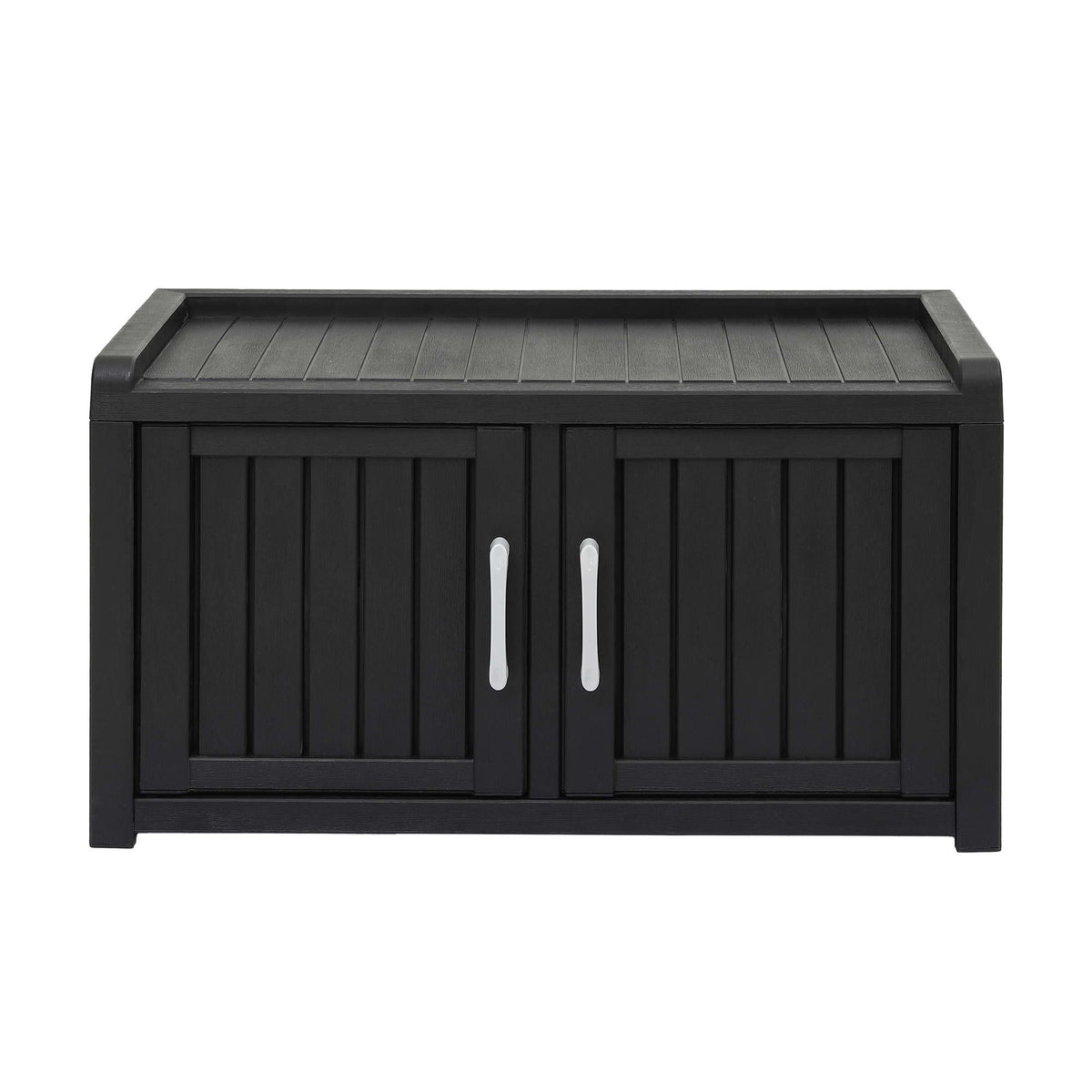 Outdoor Storage Box Bench Shoe Cabinet with Shelf Resin 81cm Black