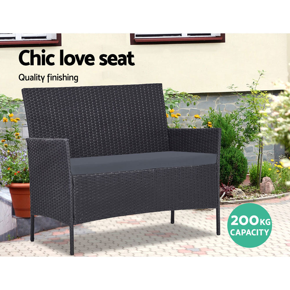 Gardeon 4 Piece Outdoor Lounge Setting Patio Furniture Sofa Set Grey