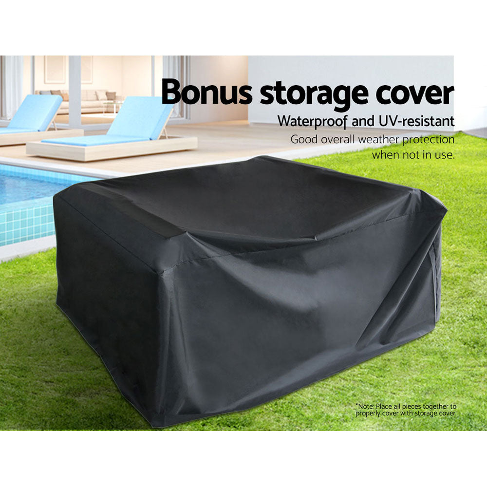 Gardeon 4 Piece Outdoor Lounge Setting Patio Furniture Sofa Set Grey Cover