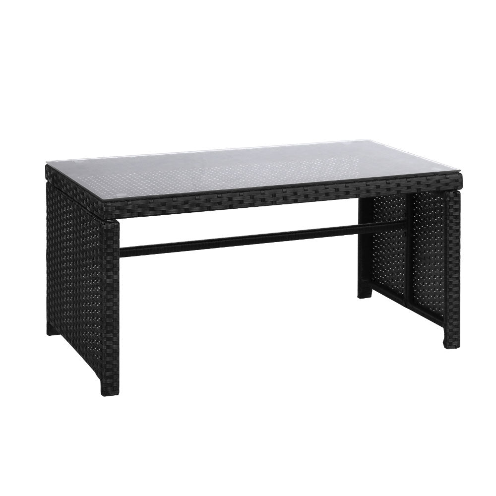Gardeon 4 PCS Outdoor Lounge Setting Wicker Sofa Set Black Storage Cover