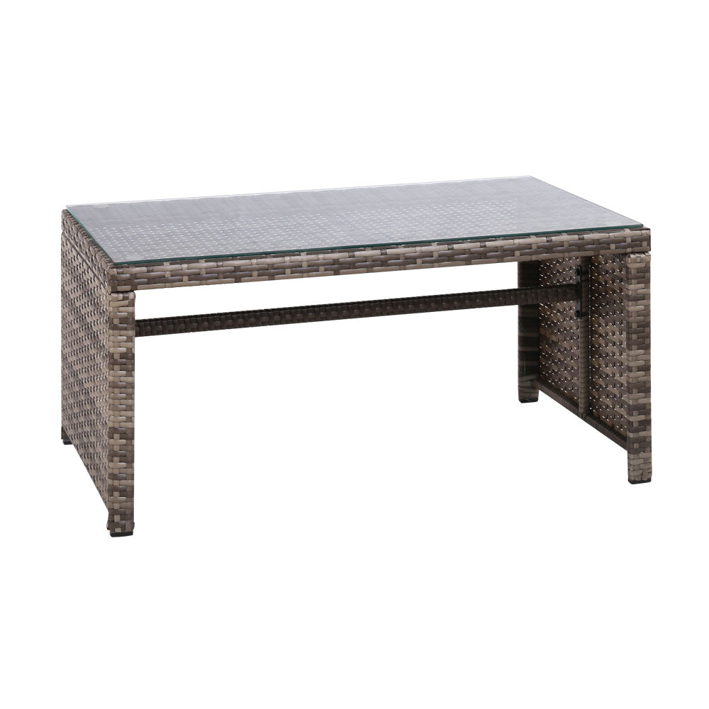 Gardeon 4 PCS Outdoor Lounge Setting Wicker Sofa Set Grey Storage Cover