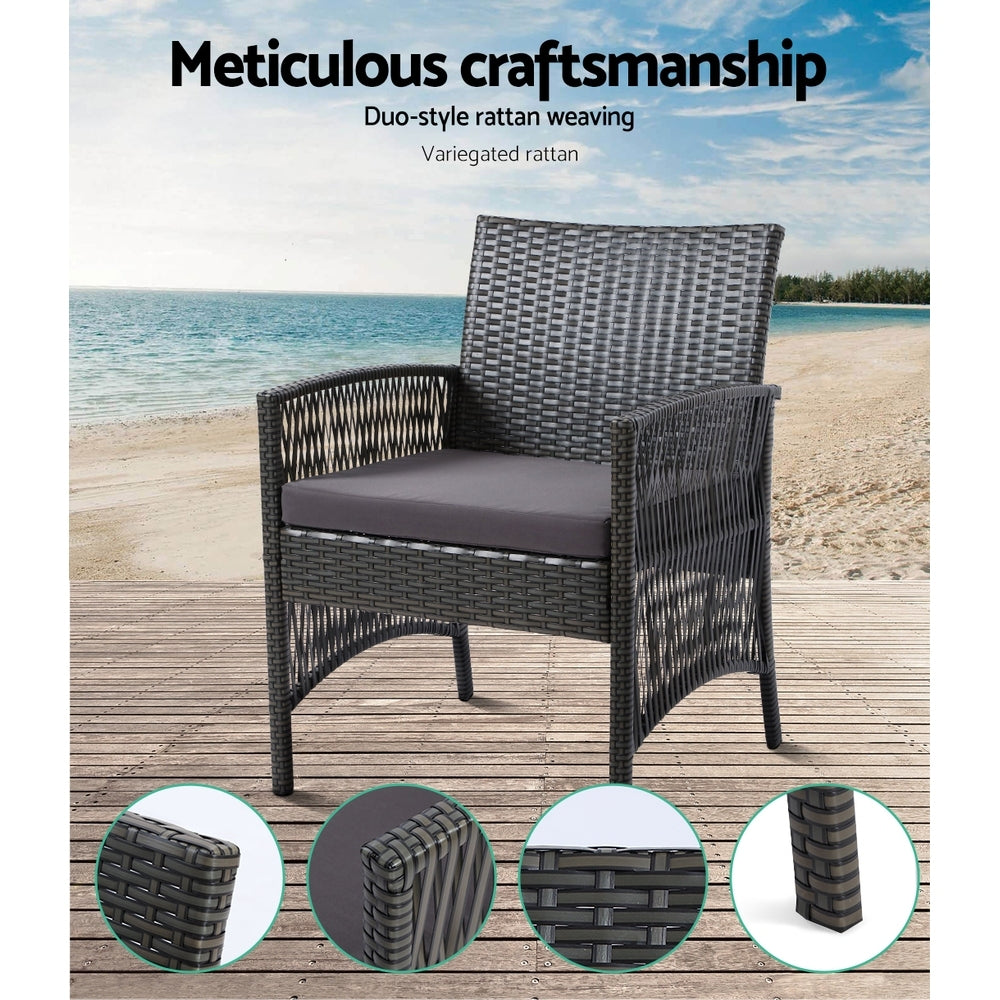 Gardeon 4PCS Outdoor Lounge Setting Sofa Set Patio Wicker Furniture Grey