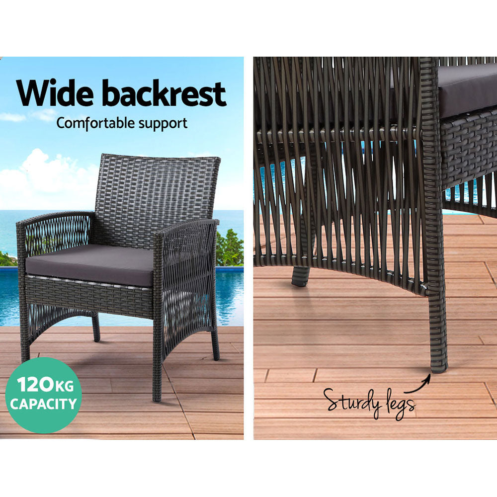 Gardeon 4PCS Outdoor Lounge Setting Sofa Set Patio Wicker Furniture Grey Cover