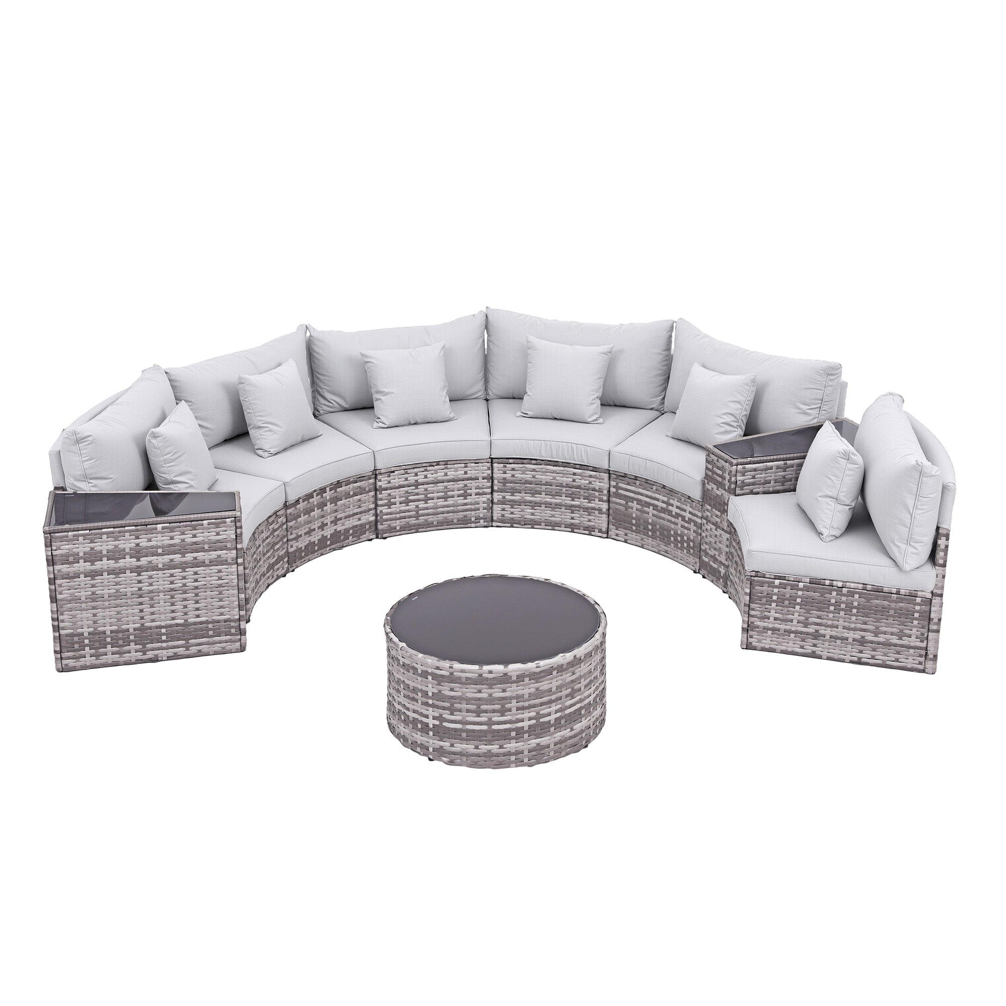 Gardeon 6 Seater Outdoor Sofa Set 9PCS Table Chair Set Garden Rattan Patio Furniture
