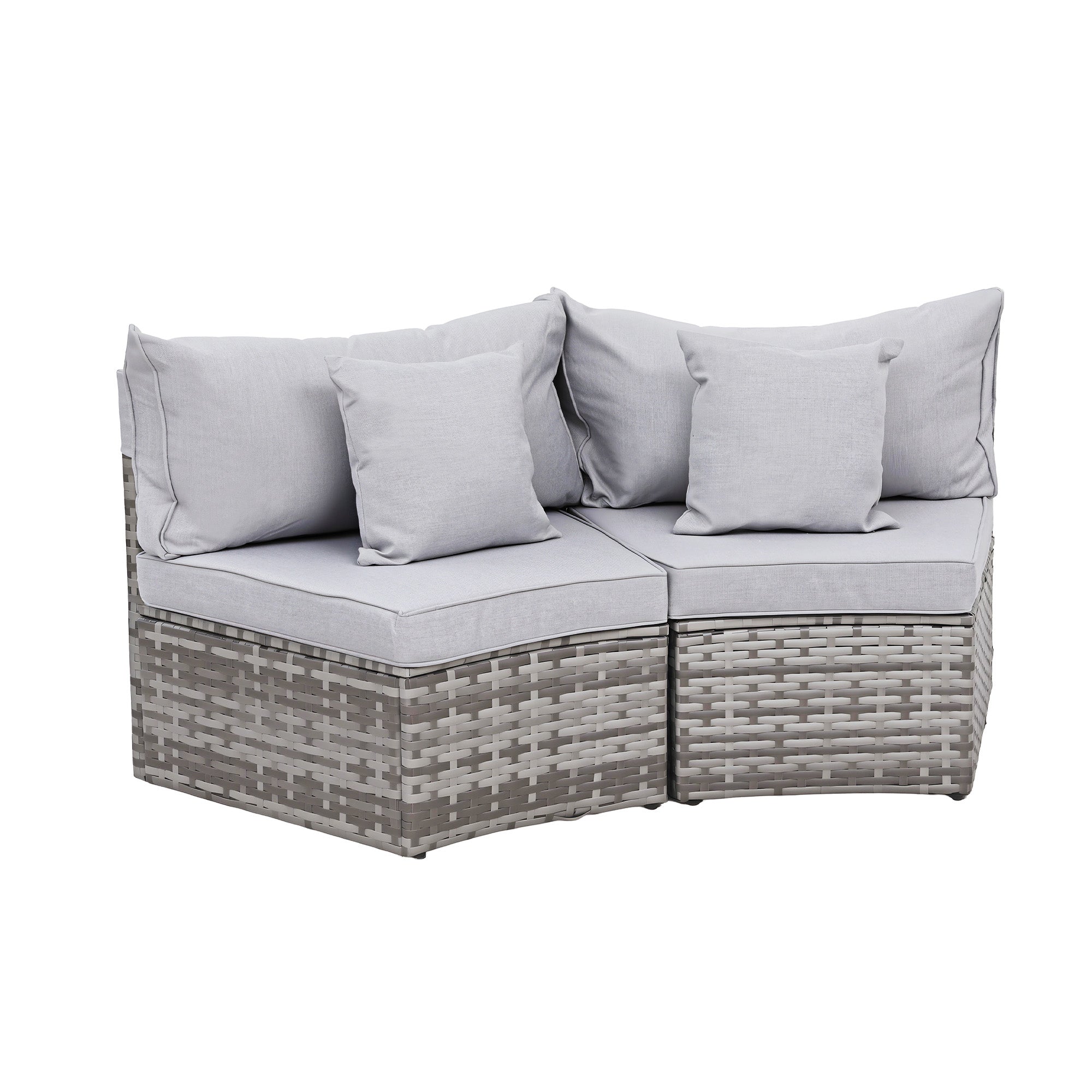 Gardeon 2 PCS Outdoor Sofa Set Rattan Modular Chair Garden Patio Furniture Grey