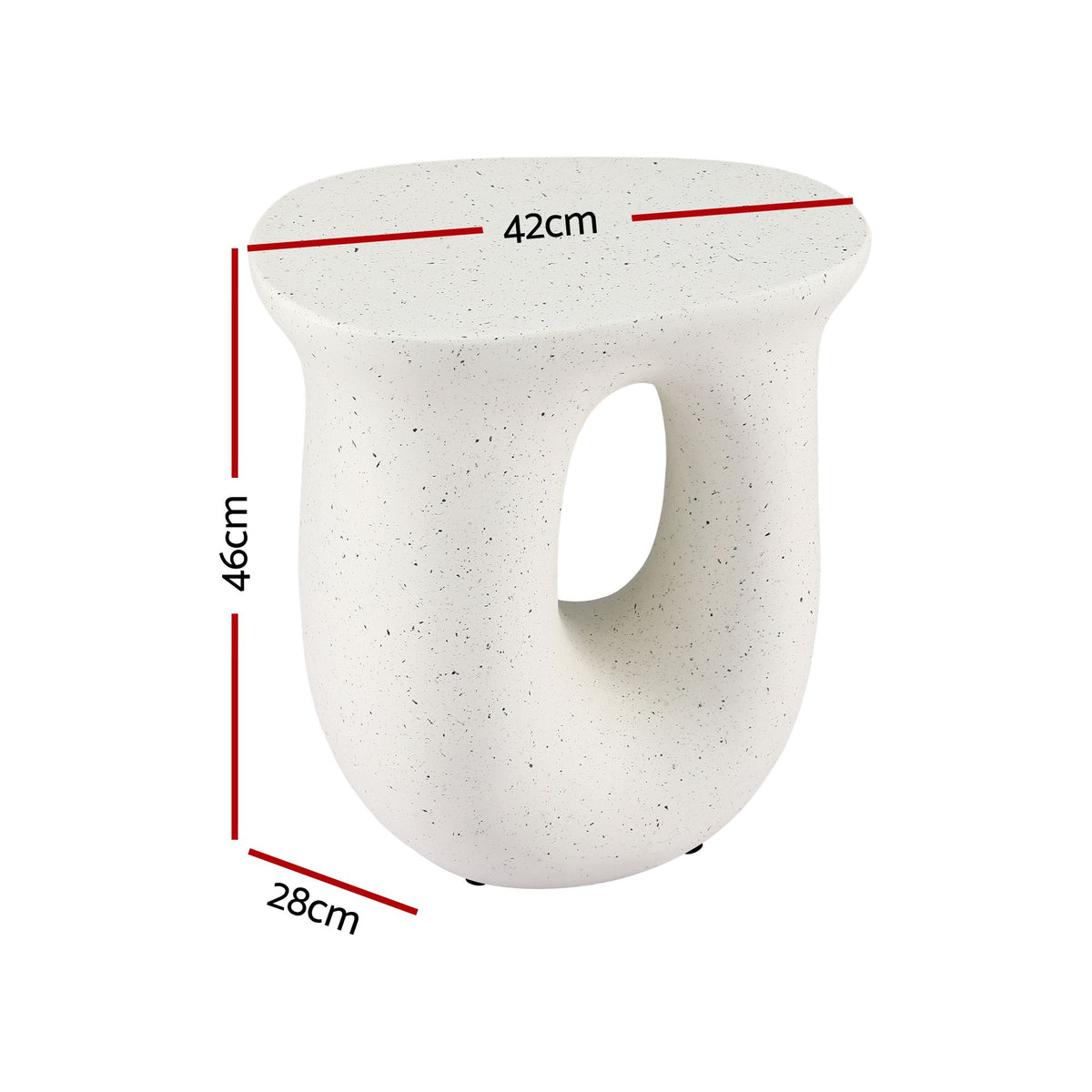 Gardeon Outdoor Side Table MGO Arch Cutout Garden Stool Stone Look White