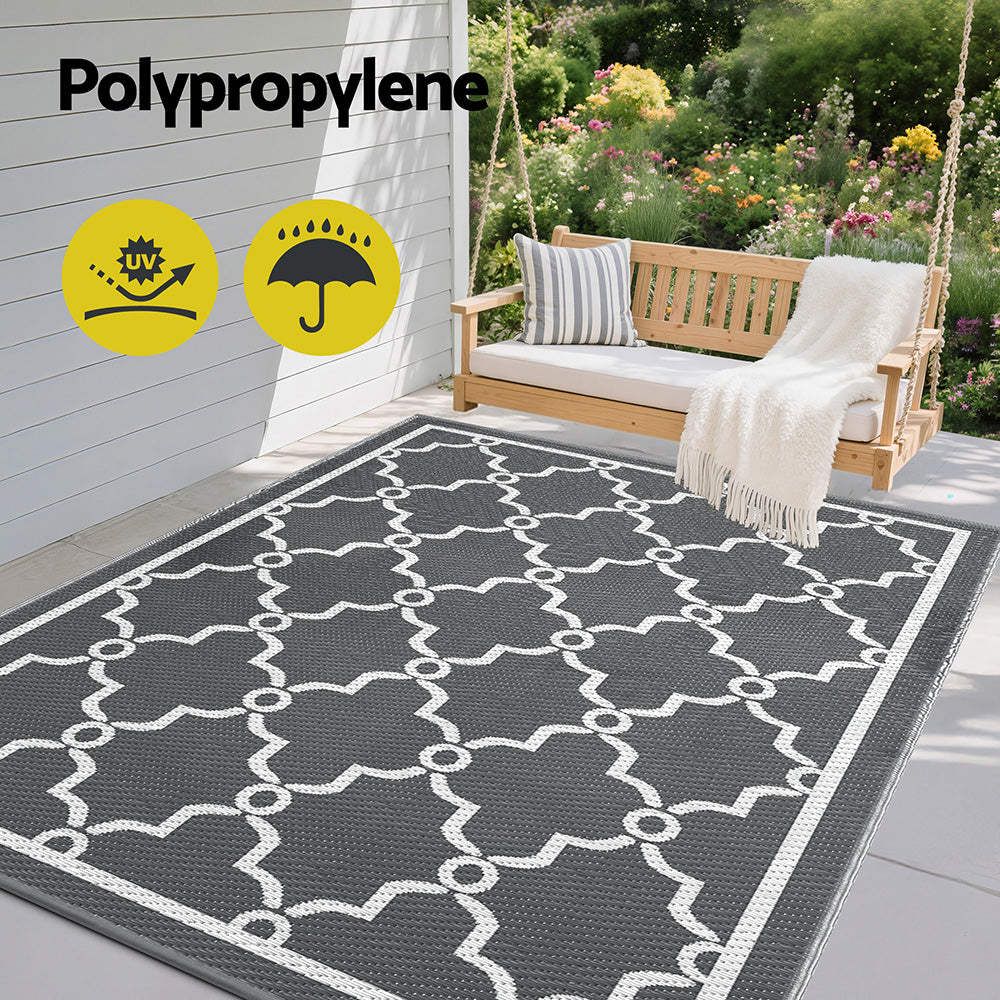 Gardeon Outdoor Rugs 152x244cm Large Carpet Reversible Area Mat PP Dual-Sided Patio Rug Maroc