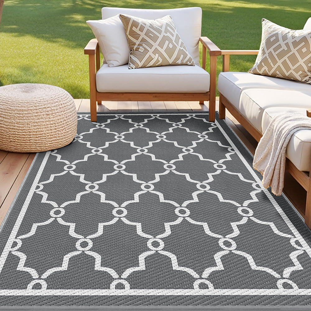 Gardeon Outdoor Rugs 152x244cm Large Carpet Reversible Area Mat PP Dual-Sided Patio Rug Maroc